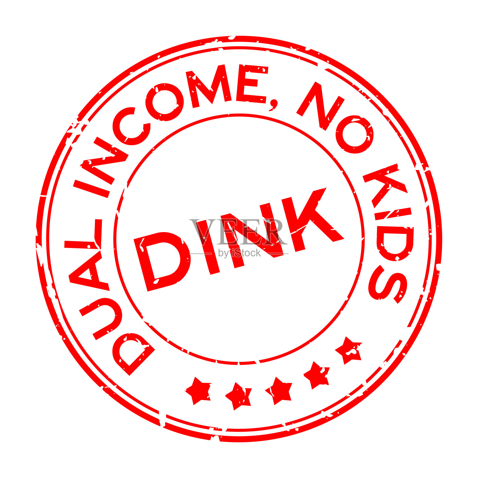 垃圾红色丁克双收入无孩子字圆形橡胶印章白色背景插画图片素材