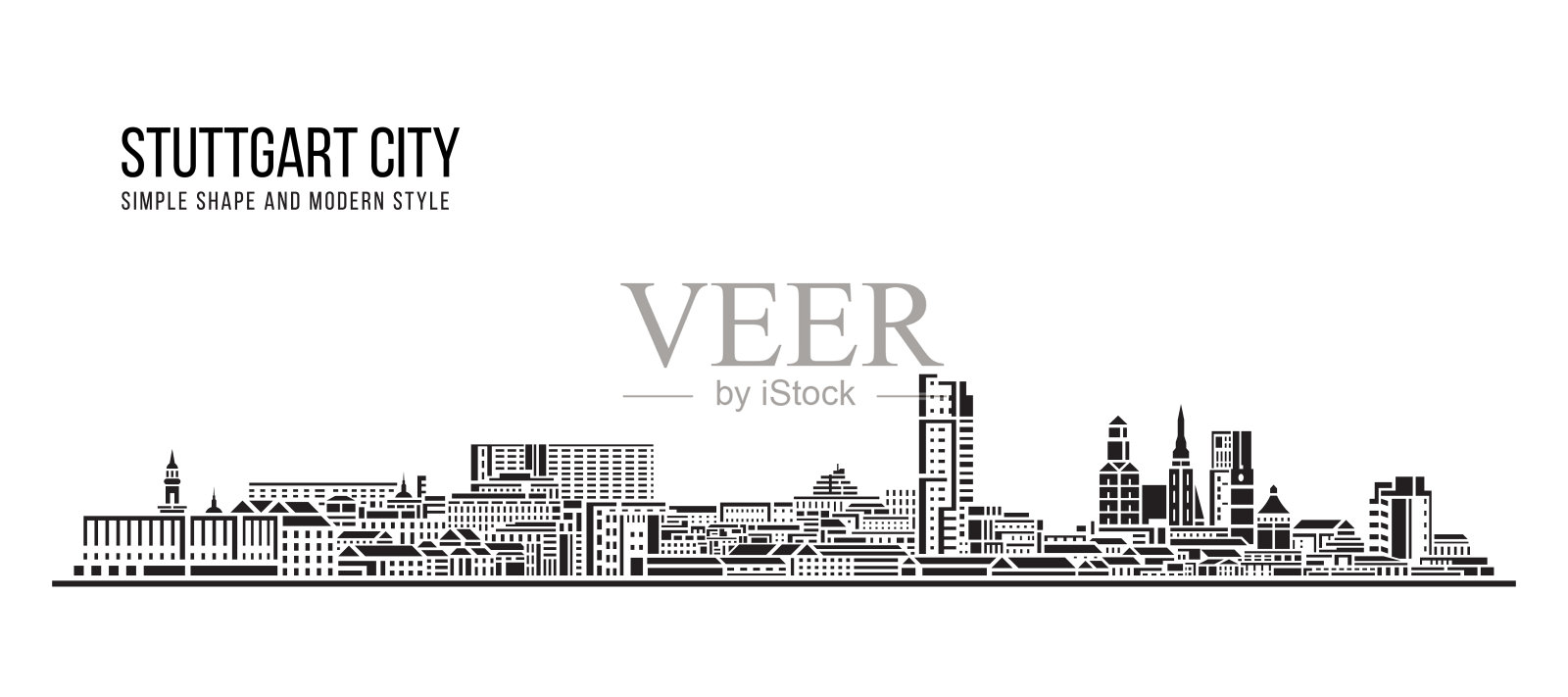 简单造型与现代风格的艺术矢量设计——斯图加特城市插画图片素材