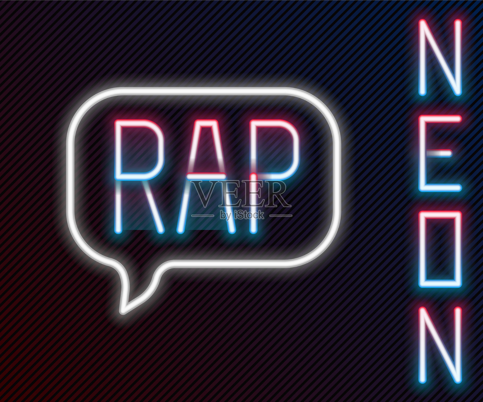 发光的霓虹灯线说唱音乐图标孤立在黑色插画图片素材