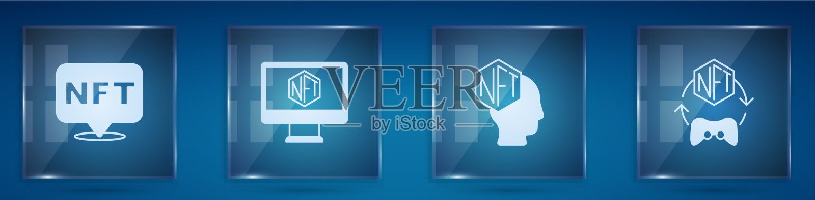 设置NFT数字加密艺术监视器与商店应用程序图标素材