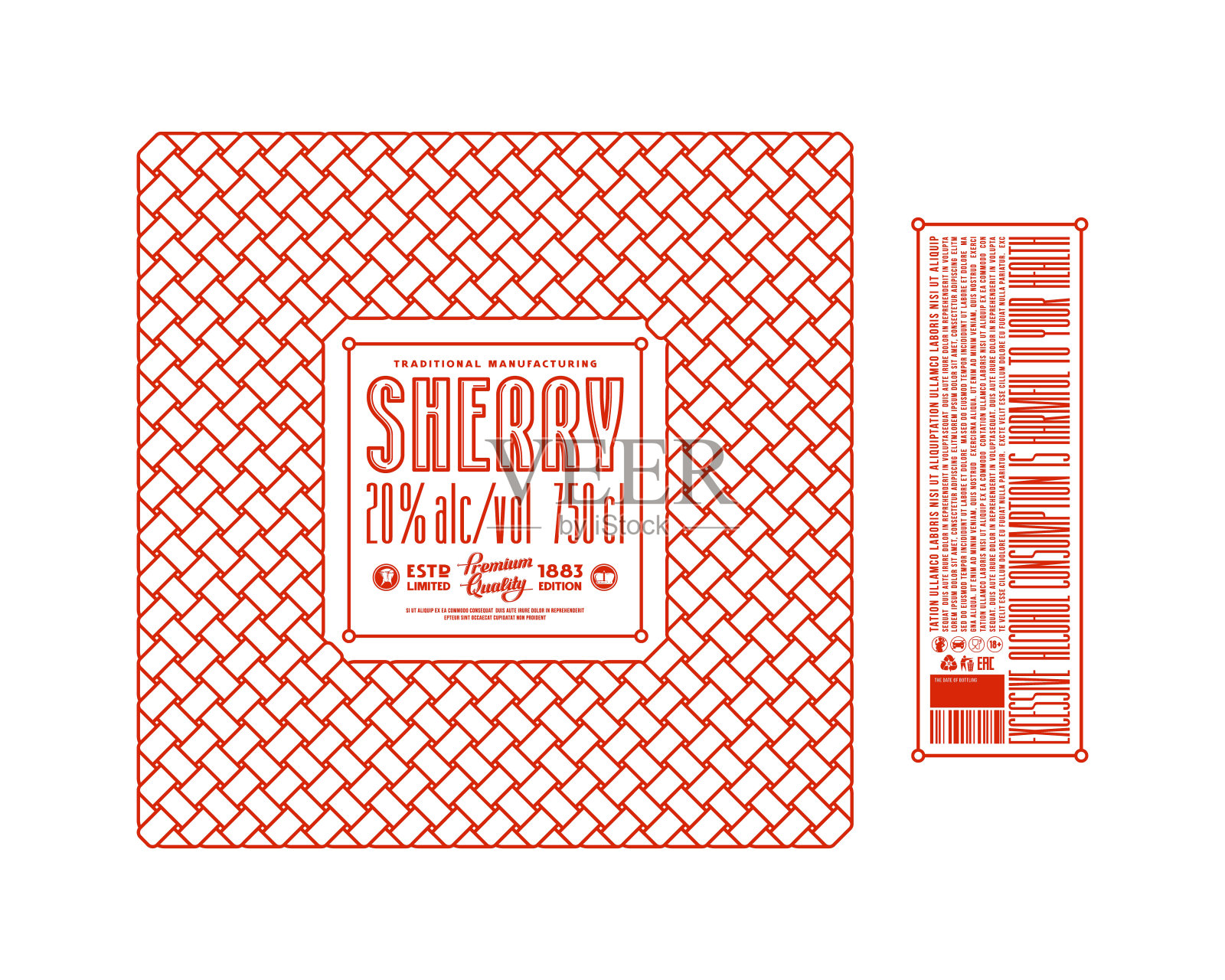 一套模板装饰标签雪利酒插画图片素材