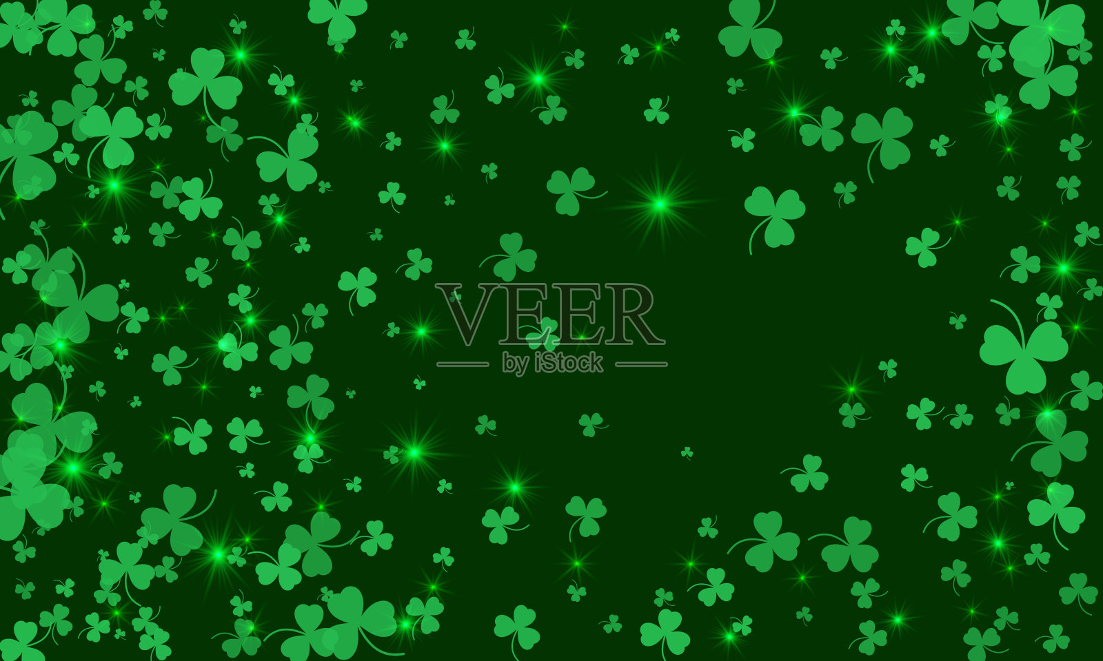 圣帕特里克节快乐绿色背景插画图片素材