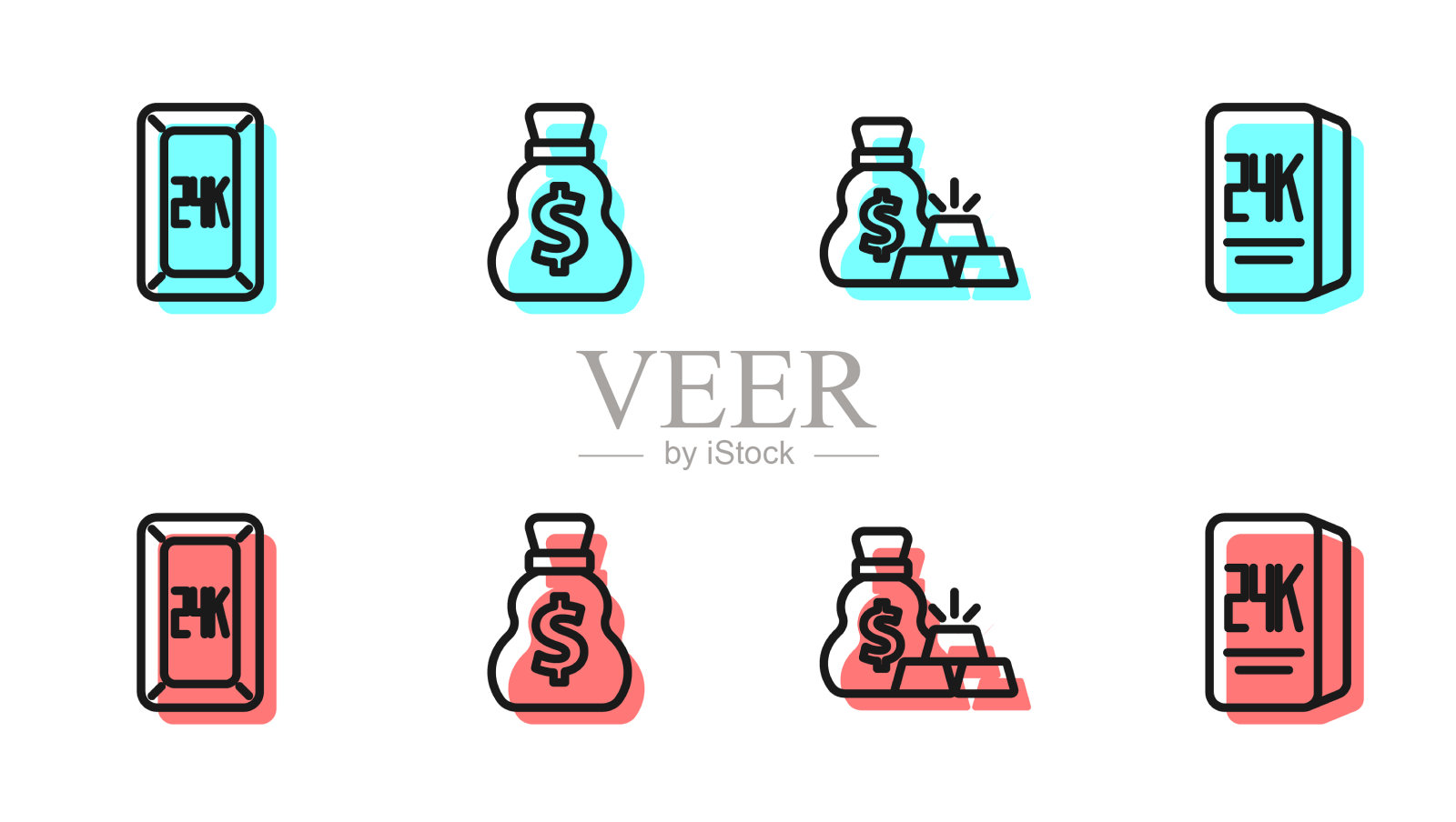 套行金条袋金24k老钱袋图标素材