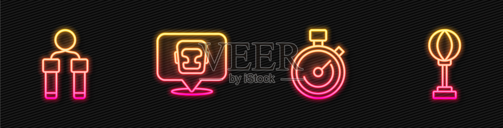 设置行秒表跳绳和拳击头盔图标素材