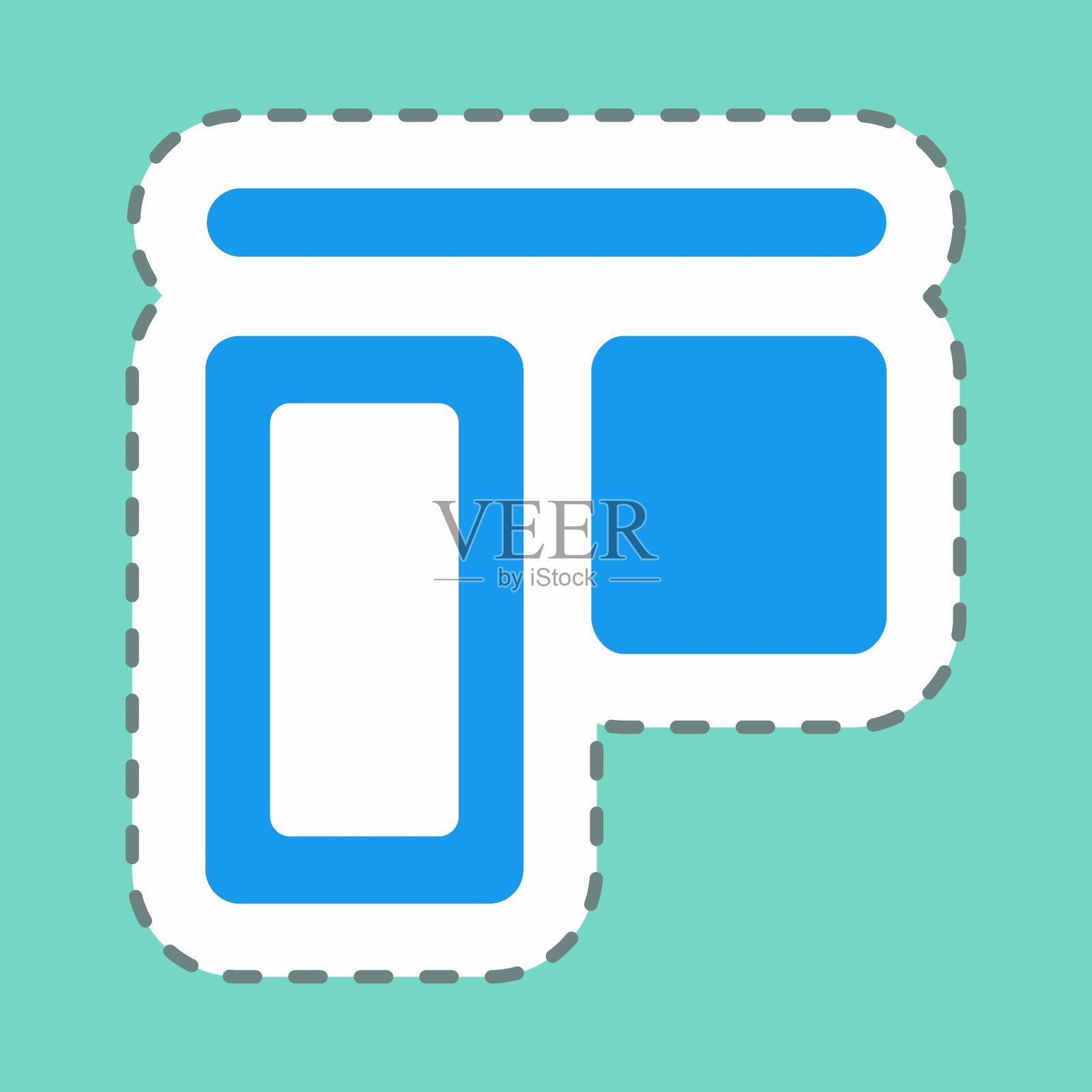 贴纸垂直对齐顶线切割，简单的插图，可编辑的描边插画图片素材