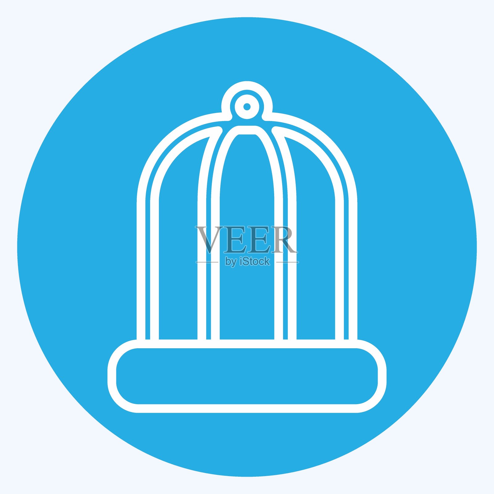 图标鸟笼-蓝眼睛风格-简单的插图，可编辑的笔画插画图片素材
