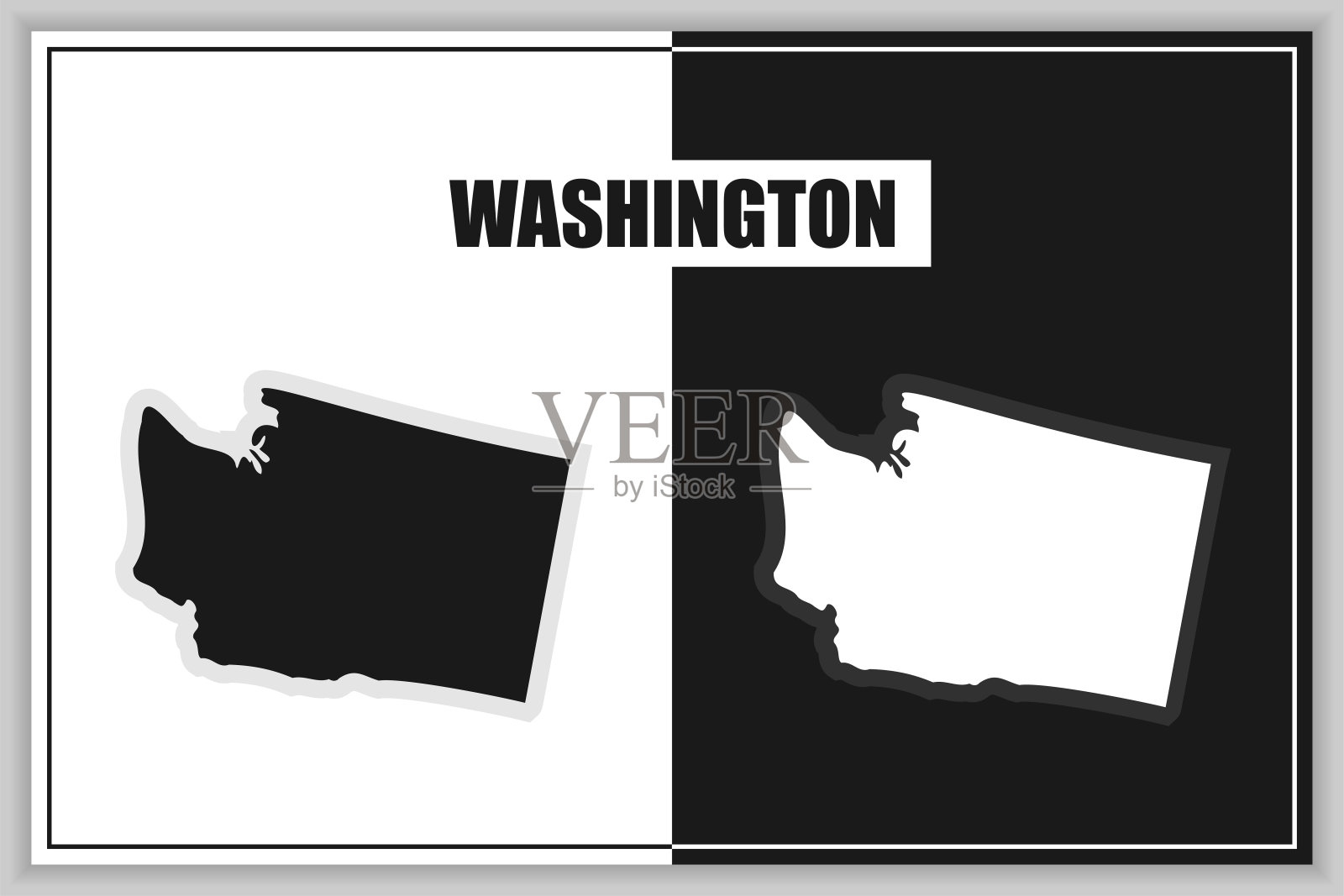 美国华盛顿州的平面风格地图，华盛顿州的轮廓。矢量图插画图片素材