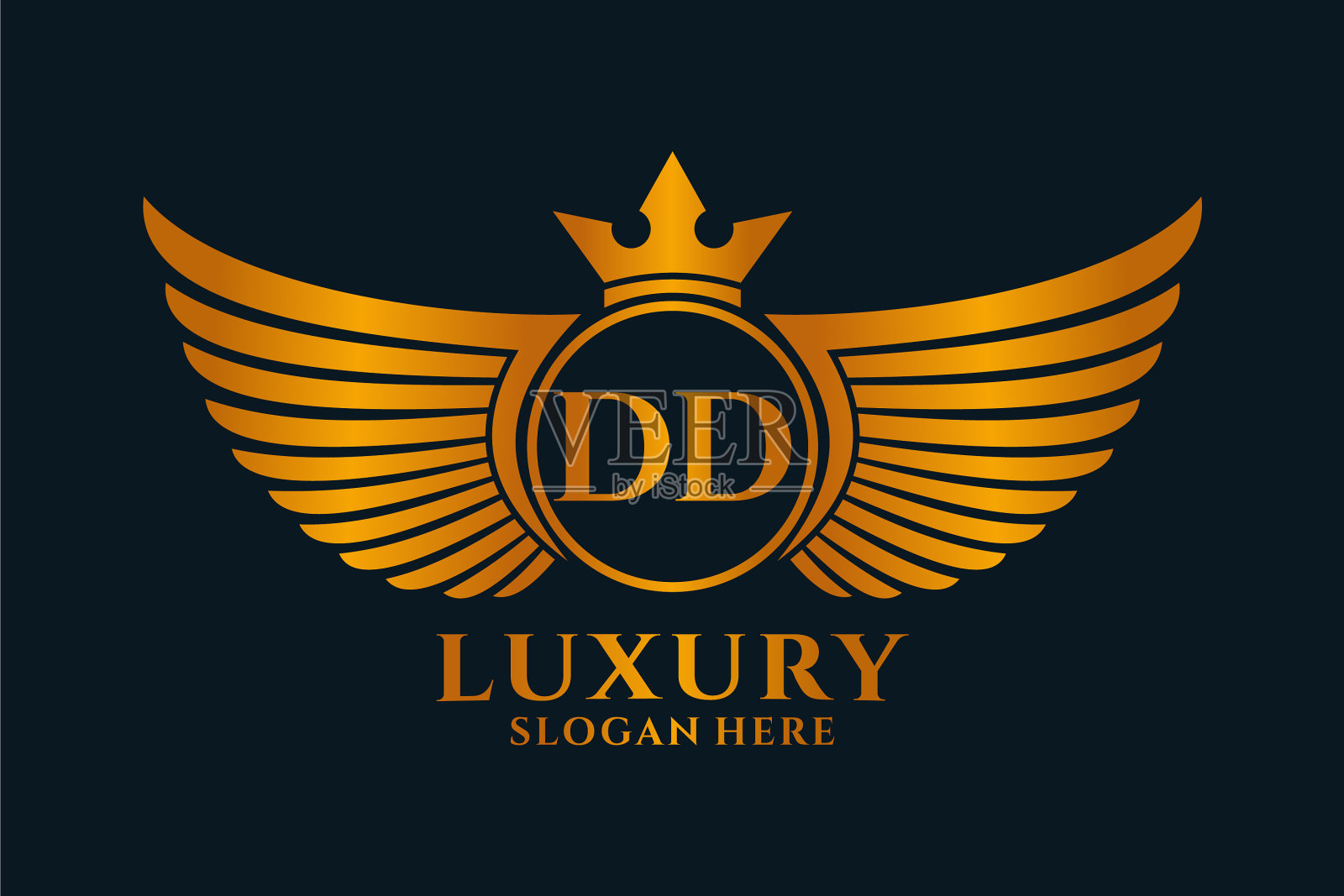豪华皇家翼字dd冠金色标志插画图片素材