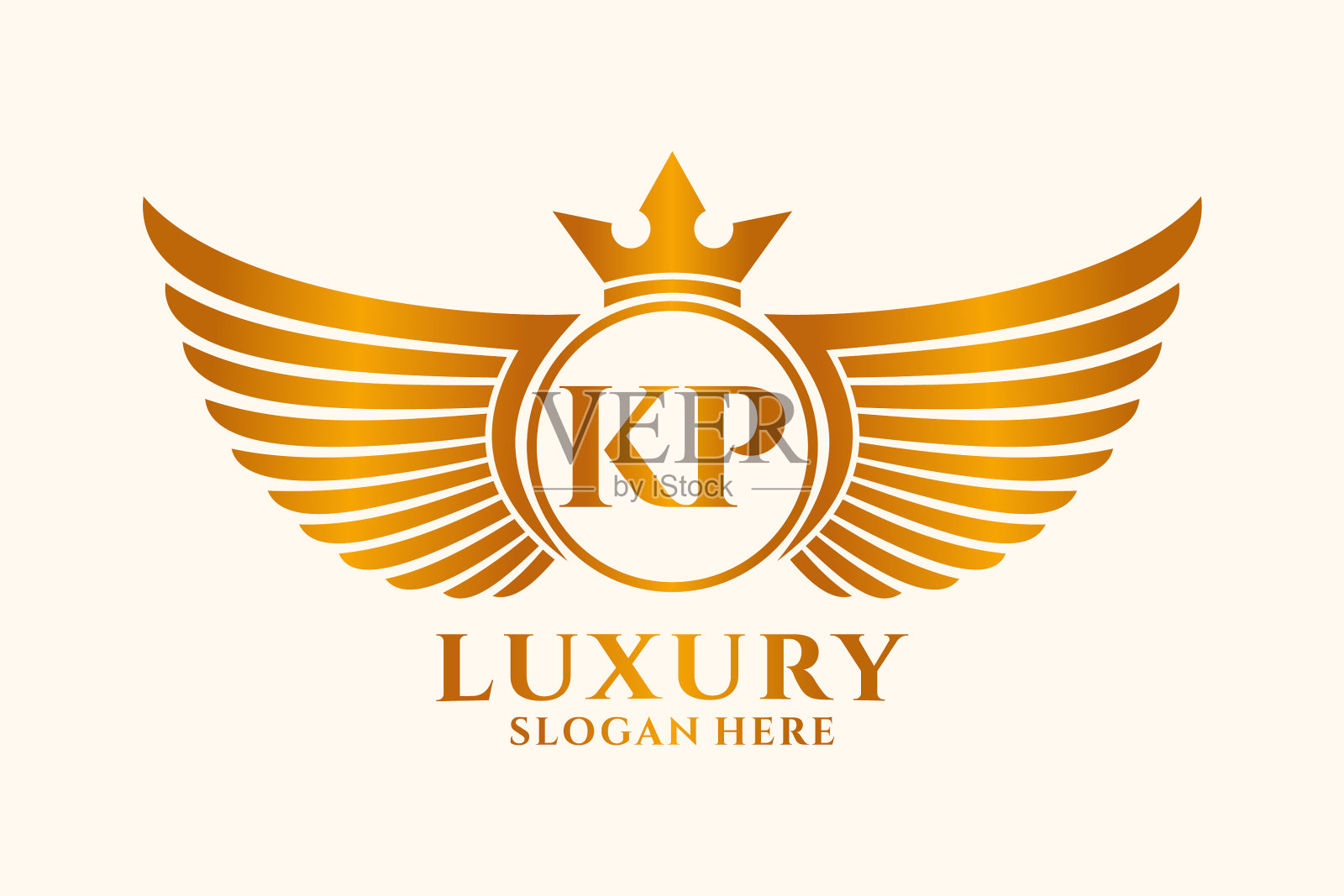 豪华皇家翼信KP冠金色标志插画图片素材