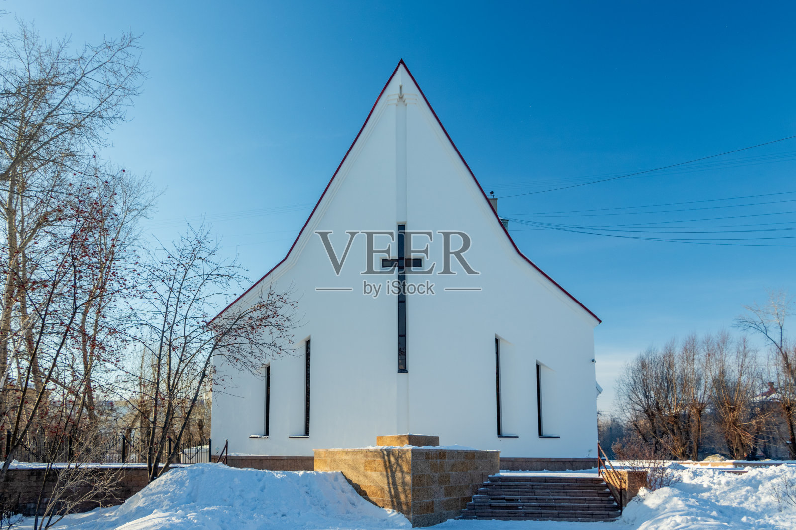 救主耶稣基督的路德教会。照片摄影图片