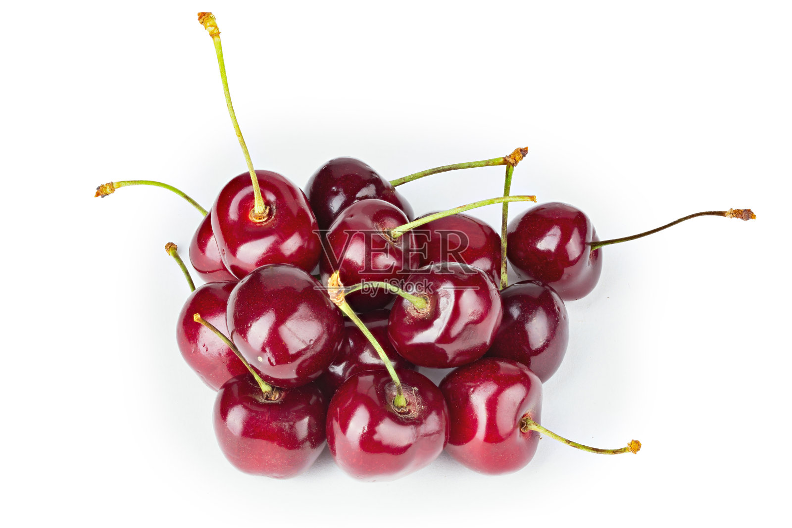 新鲜的樱桃水果在白色的背景。照片摄影图片