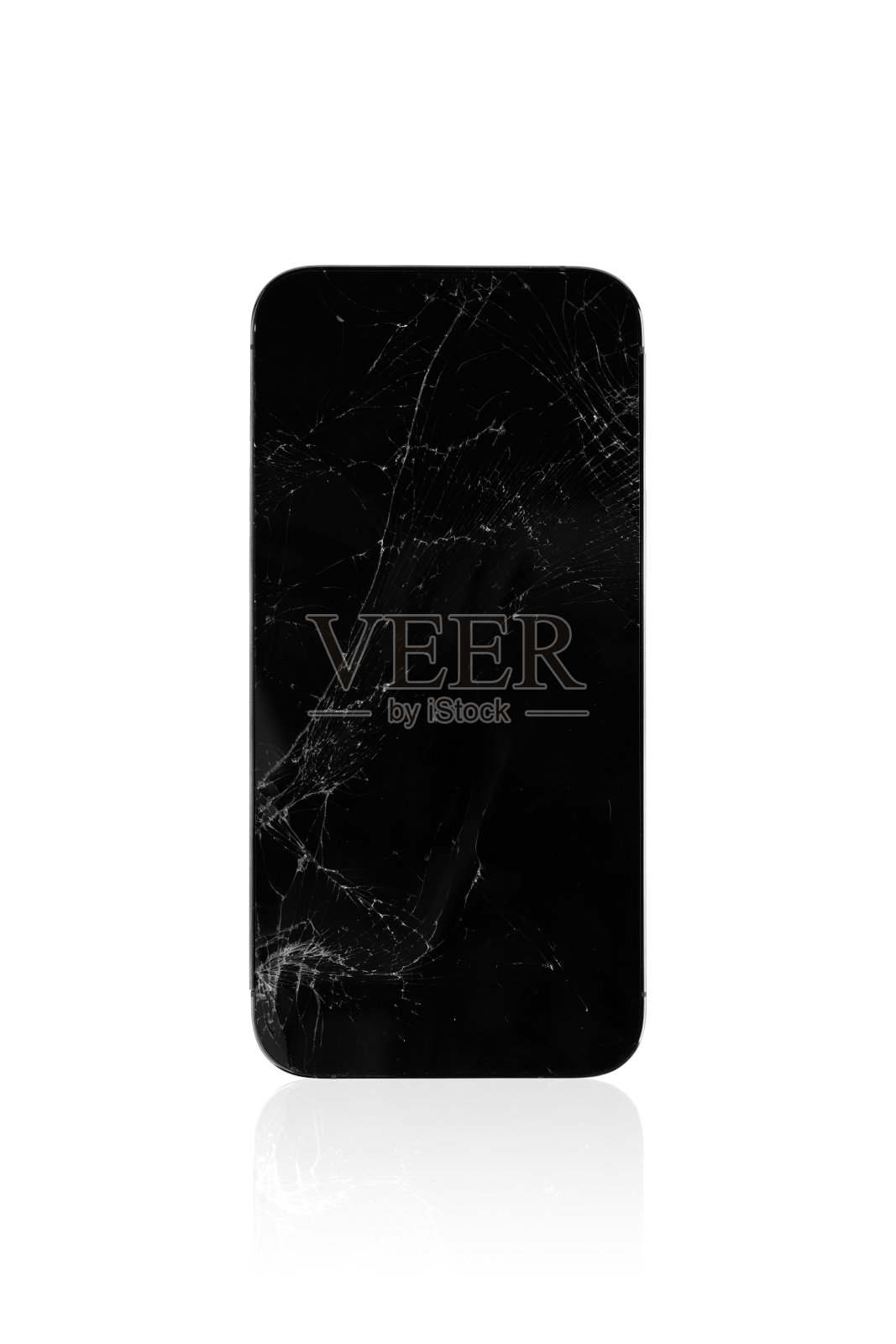 破碎的智能手机孤立在白色背景上。智能手机显示屏坏了。照片摄影图片