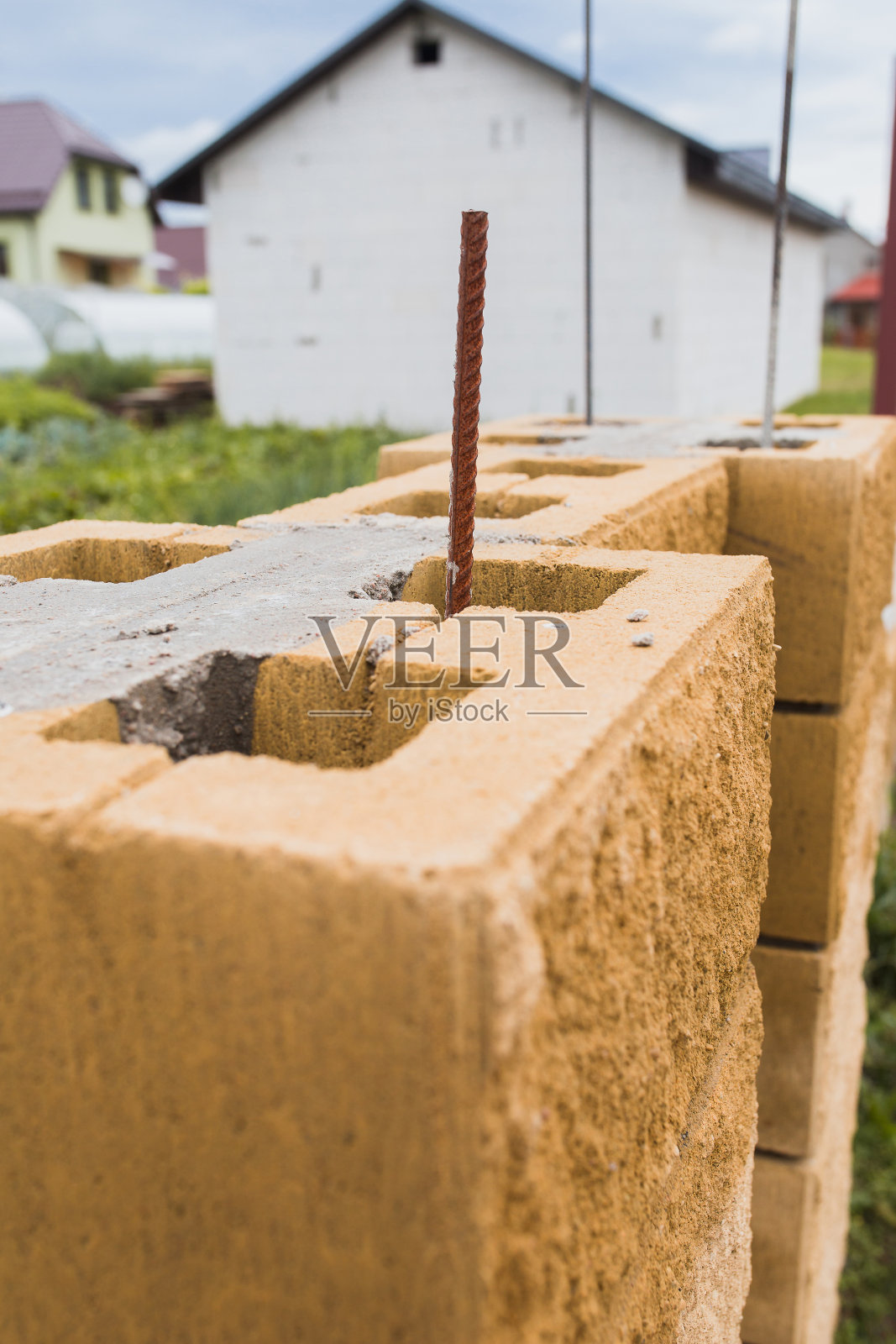 围栏墙砌块砌块——混凝土砌块照片摄影图片