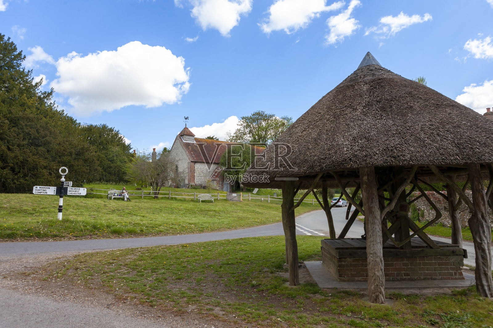 英语乡村:东马登，位于英国西苏塞克斯南唐斯国家公园的中心地带照片摄影图片