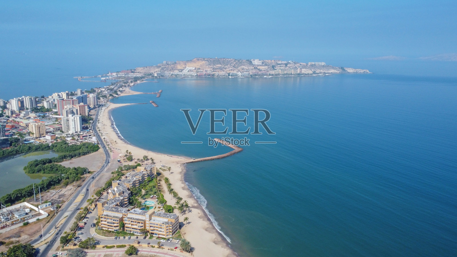 从一架无人机到委内瑞拉海滩的航拍照片，照片摄影图片