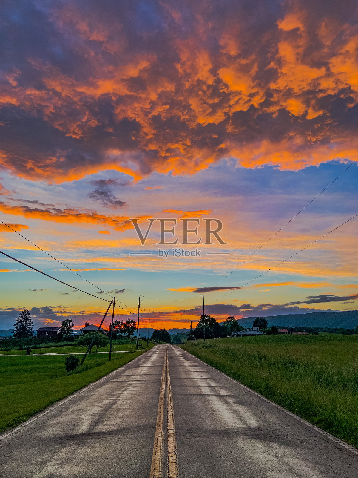 阿巴拉契亚山脉的日落大道照片摄影图片