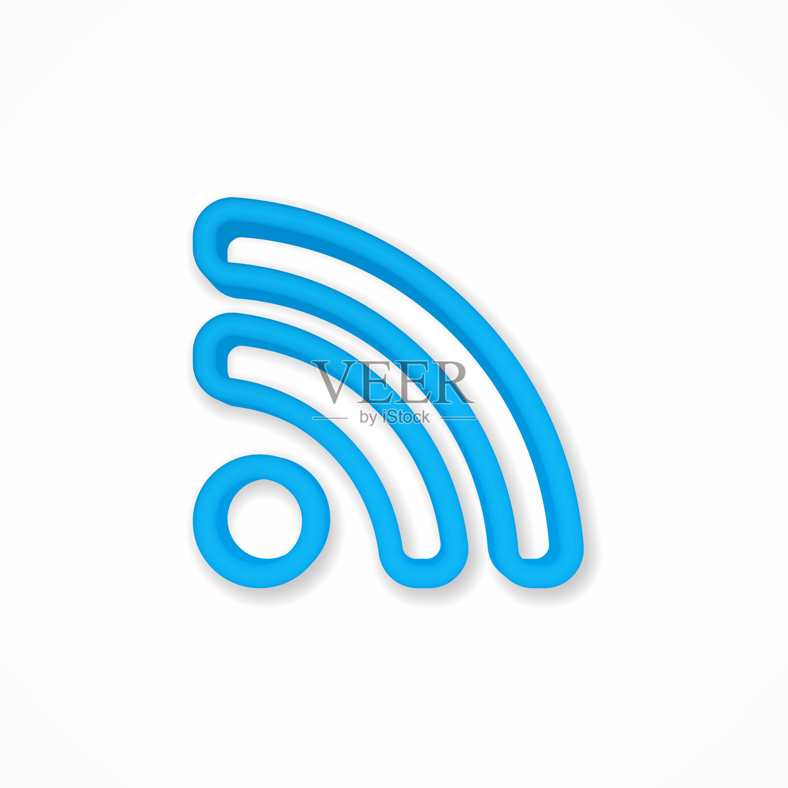 RSS新闻现实的图标。三维线矢量插图。俯视图插画图片素材