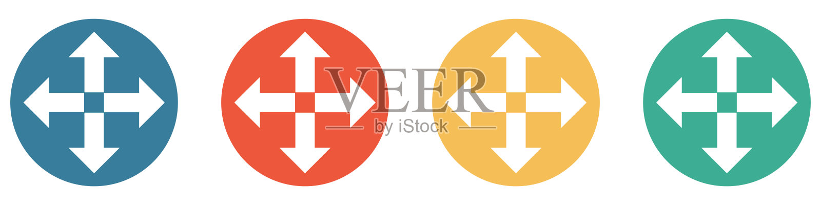 彩色横幅与4按钮:箭头到4个方向设计元素图片