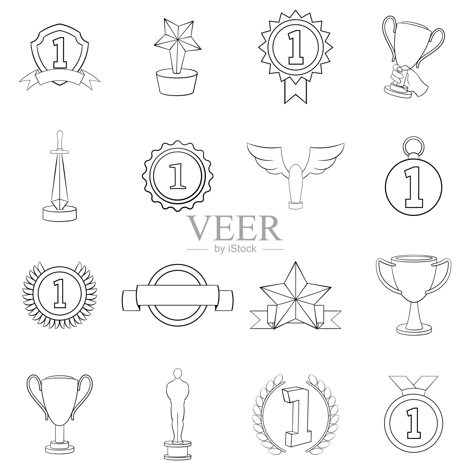 奖杯奖图标设置大纲图标素材