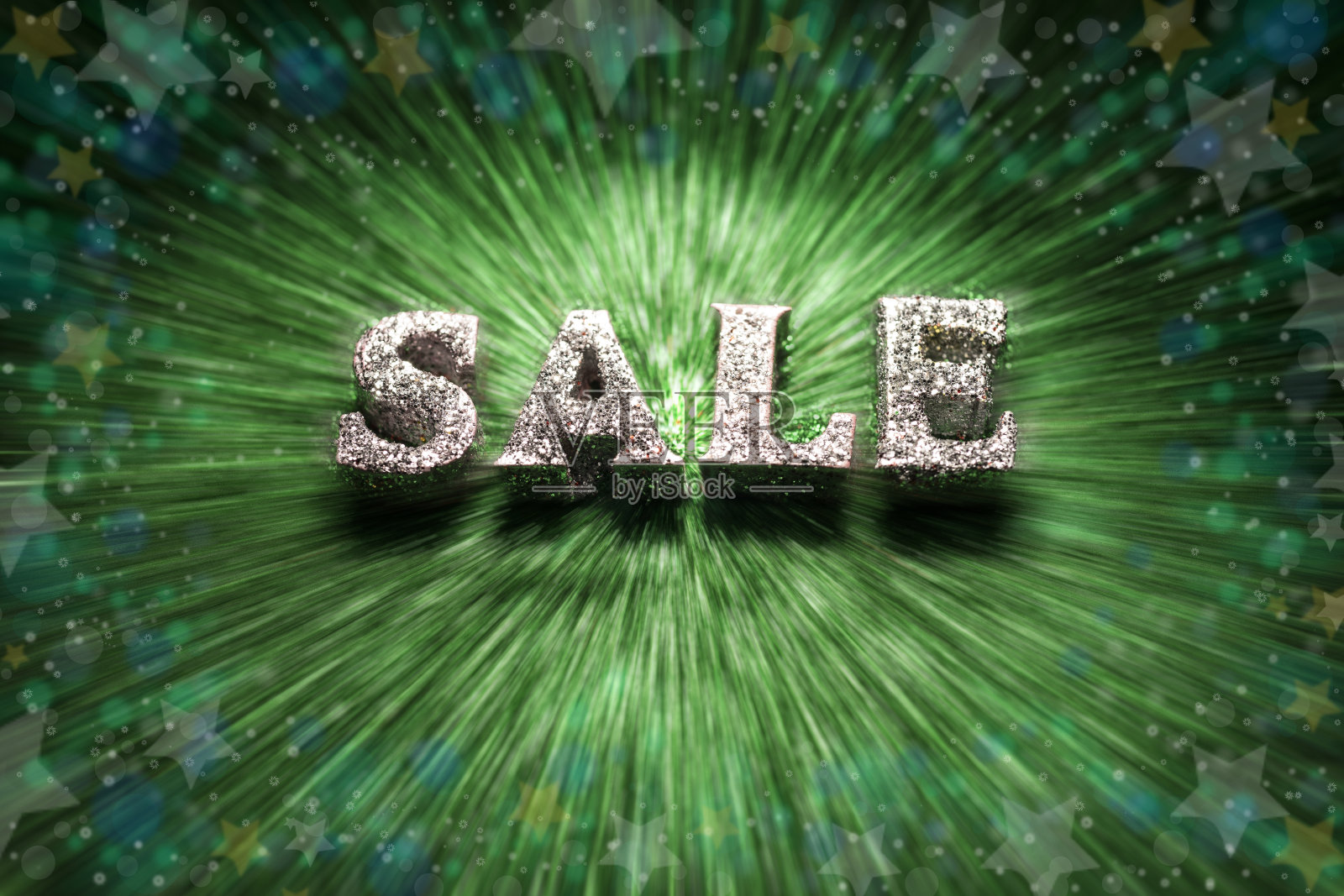 爆炸性的，闪闪发光的背景上的销售字母照片摄影图片