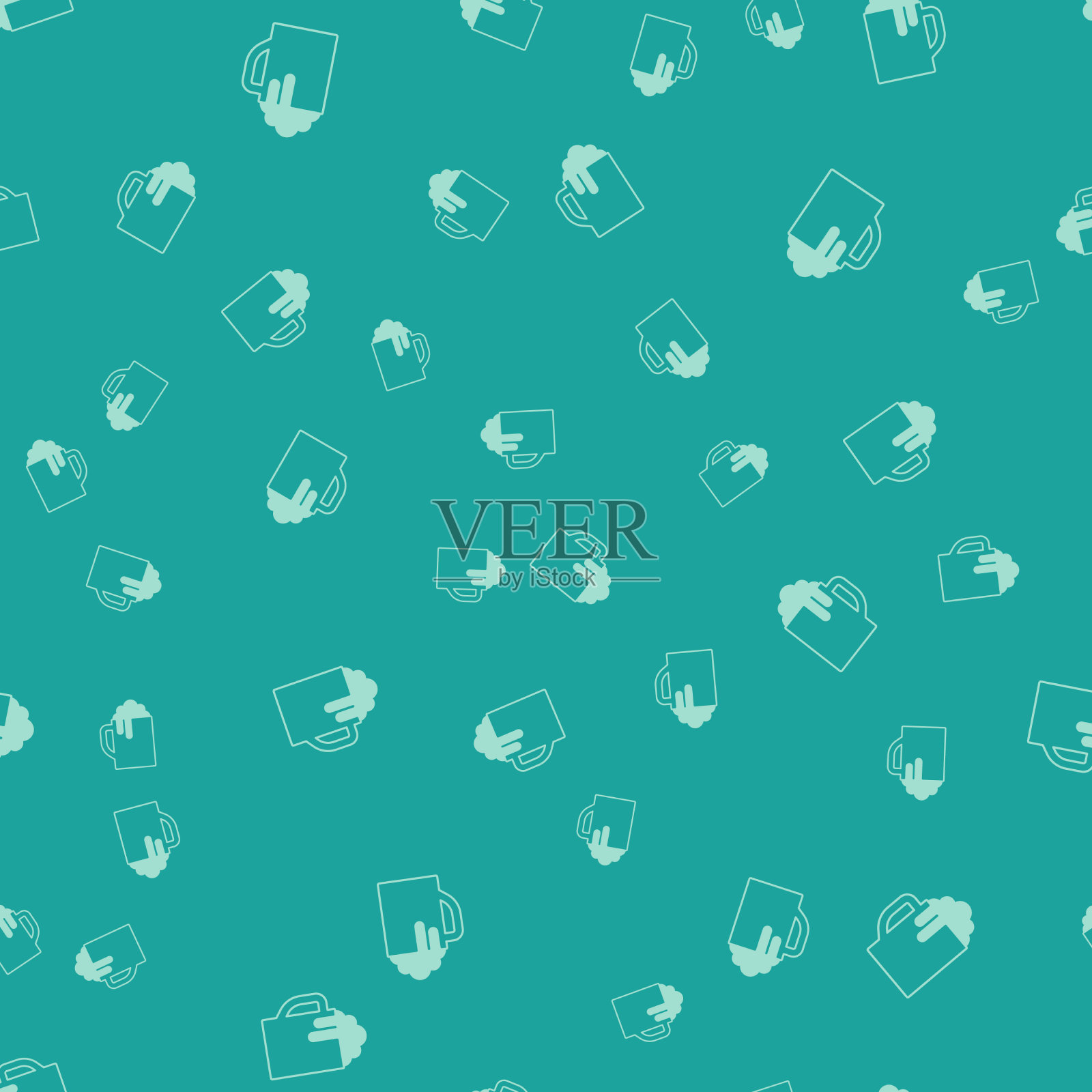 绿色木啤酒杯图标孤立无缝插画图片素材