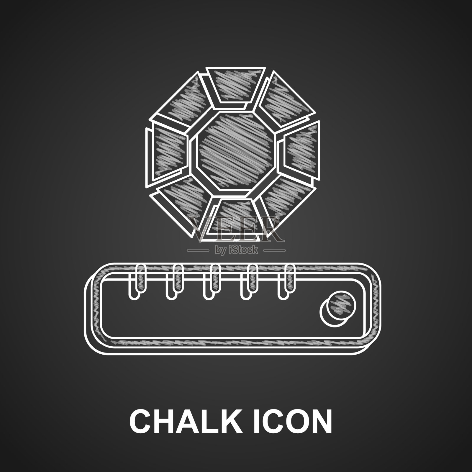 粉笔宝石石图标孤立在黑色背景上插画图片素材