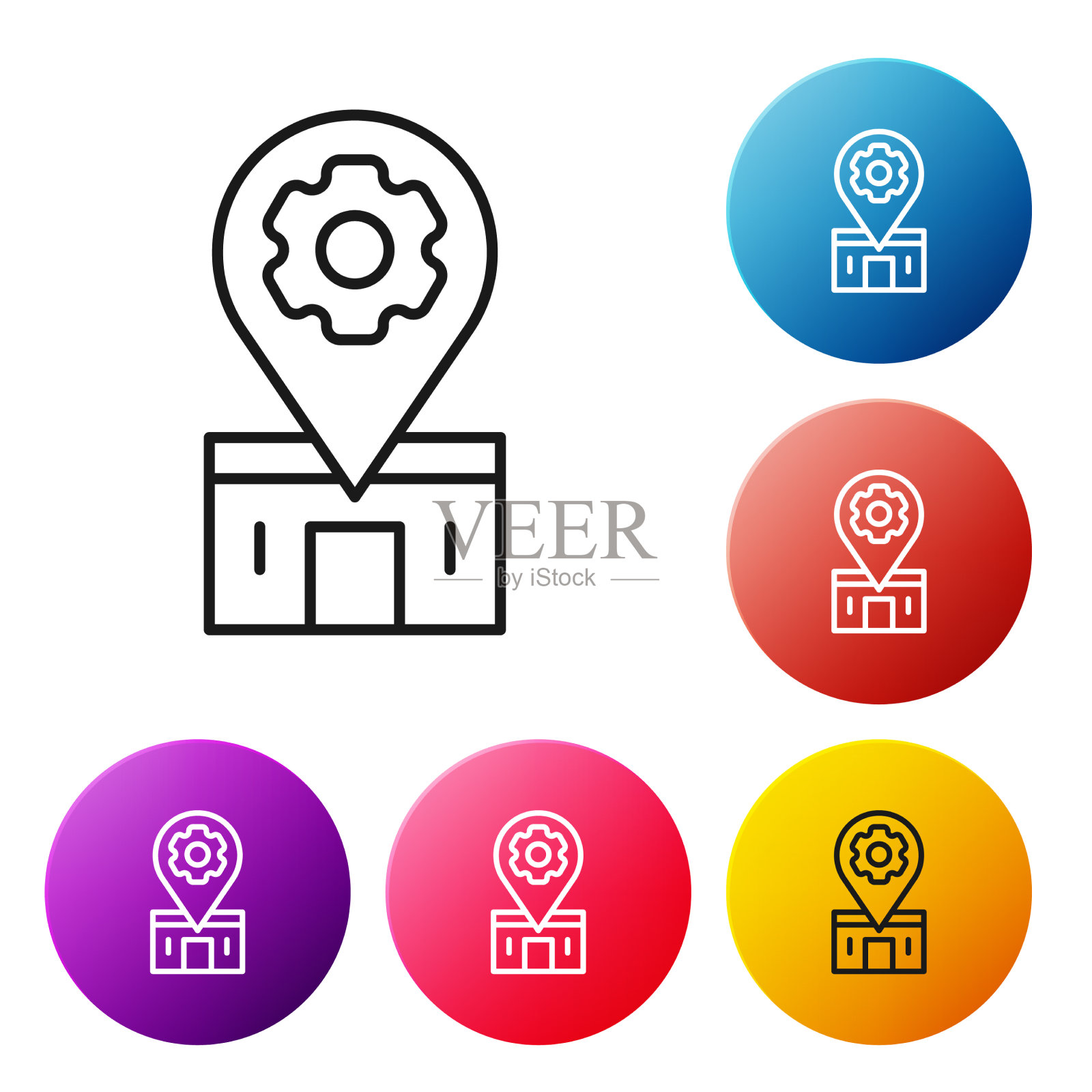 黑线自行车维修服务图标孤立上图标素材