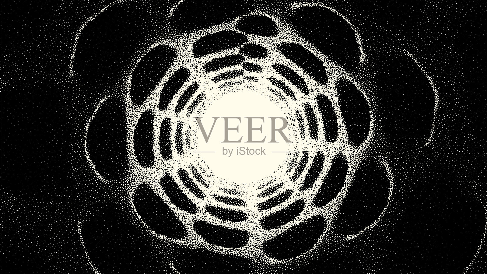 空间站上复古风格的对接走廊或隧道尽头的灯光概念科幻海报或传单。具有点状风格的门或洞穴。插画图片素材