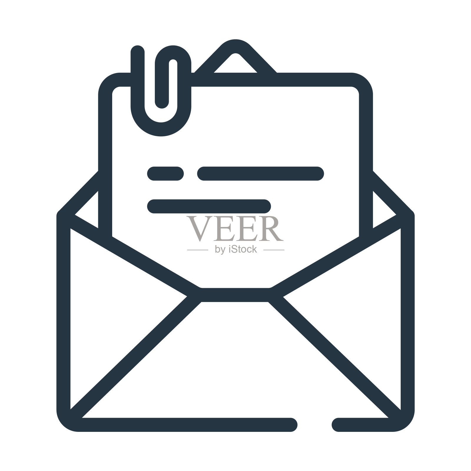 电子邮件打开信封细线图标。邮件，消息线性图标从用户界面概念孤立的轮廓符号。矢量插图符号元素的网页设计和应用程序。插画图片素材