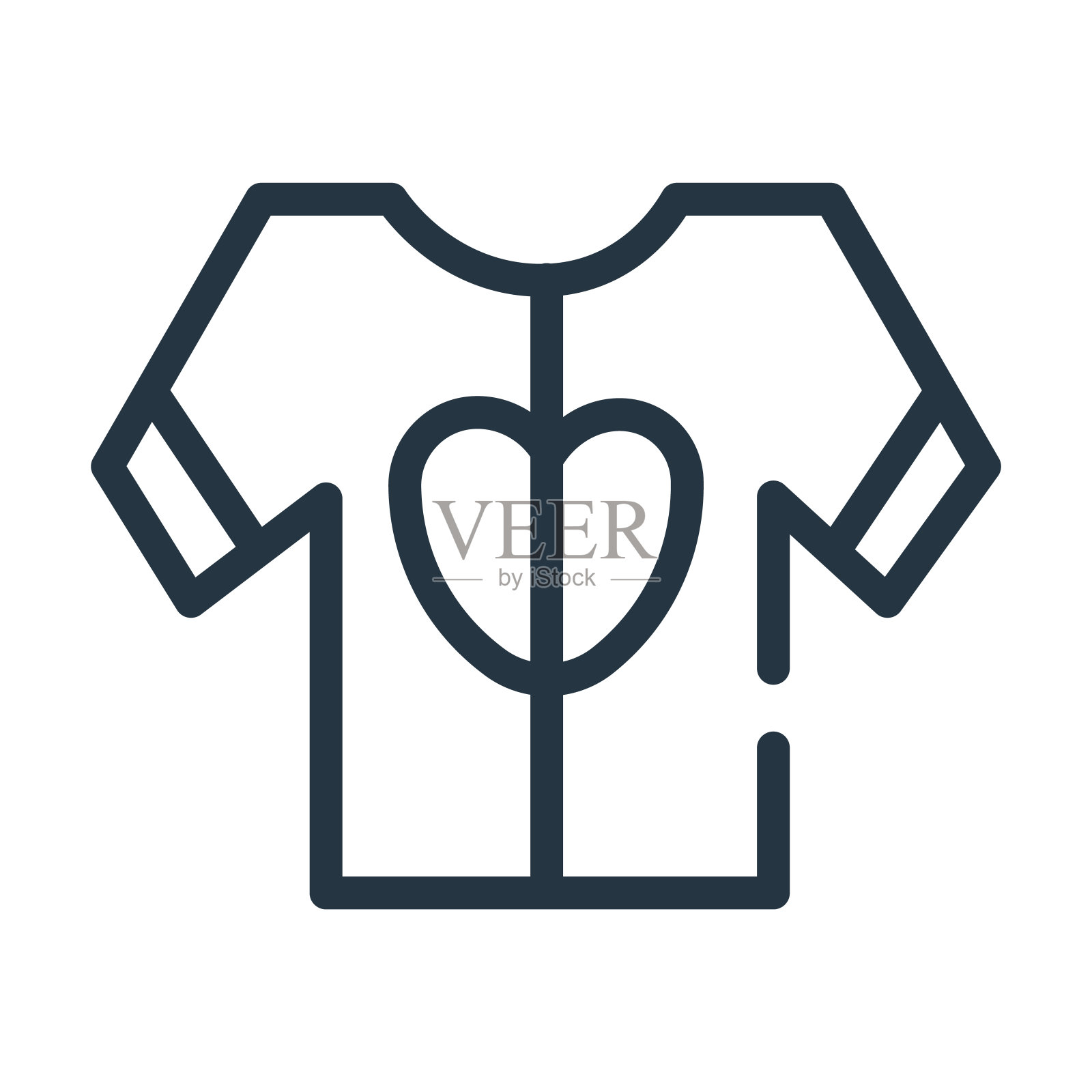 心形的衣服细线图标。心，风格线性图标从女装概念孤立轮廓标志。矢量插图符号元素的网页设计和应用程序。插画图片素材