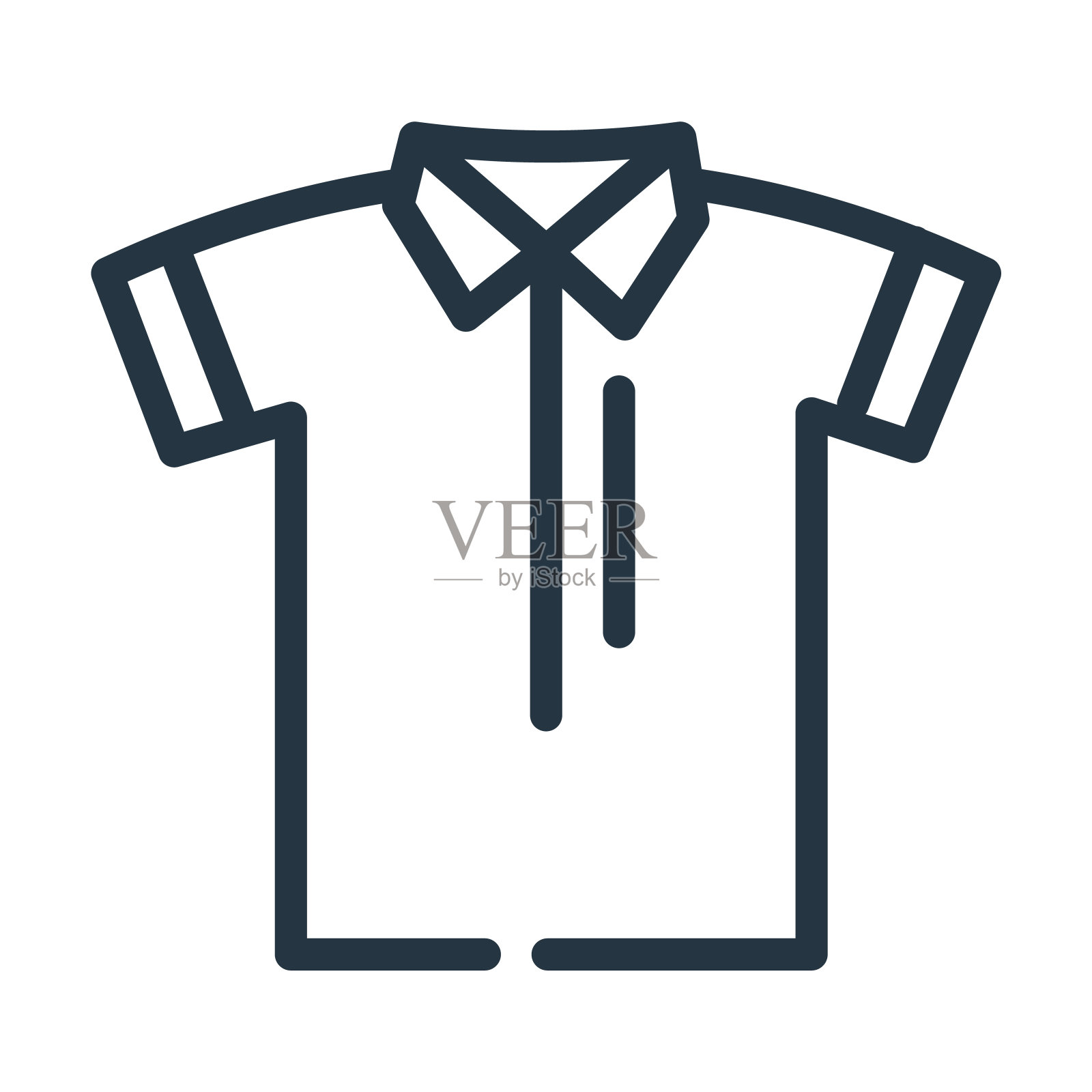 Polo衫是女性细线的标志。纺织品、衬衫的线性图标从女装概念孤立轮廓标志。矢量插图符号元素的网页设计和应用程序。插画图片素材