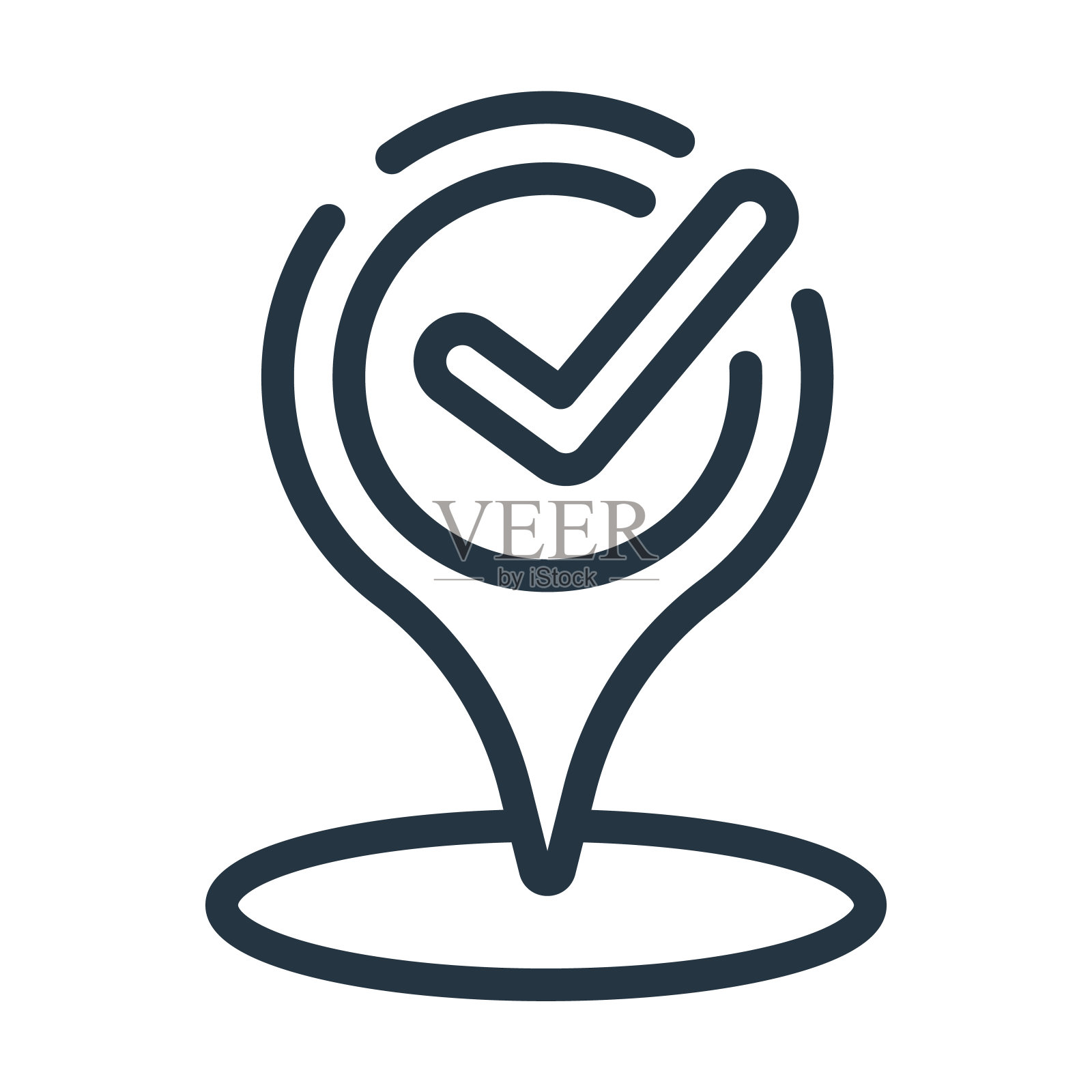 选中别针细线图标。引脚，从最终的符号概念孤立的轮廓符号映射线性图标。矢量插图符号元素的网页设计和应用程序。插画图片素材