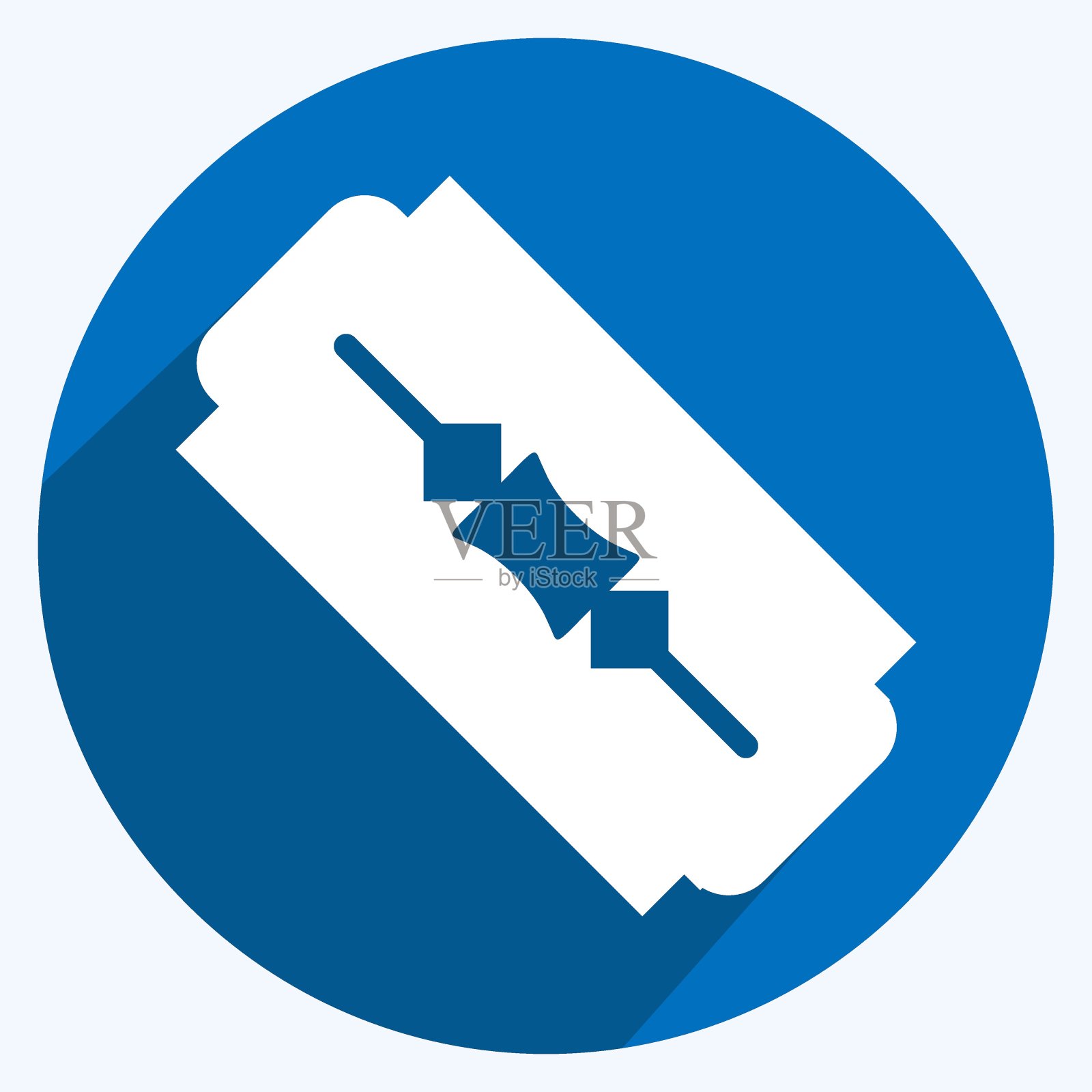 刀刃图标在时尚的长阴影风格孤立在软蓝色背景插画图片素材