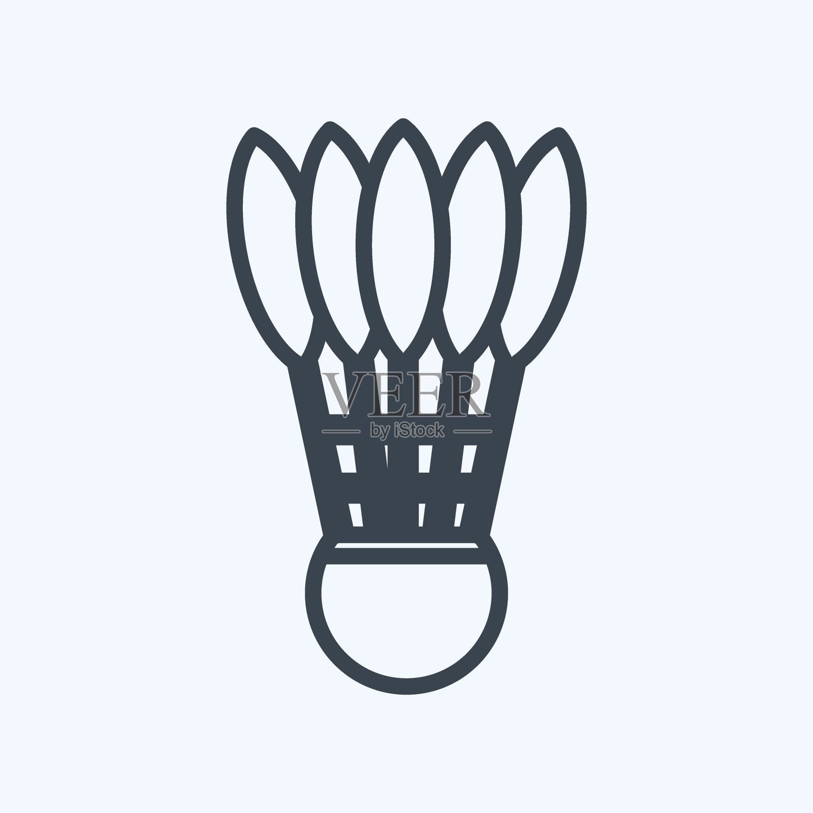 羽毛球图标在时尚线风格孤立在软蓝色背景插画图片素材