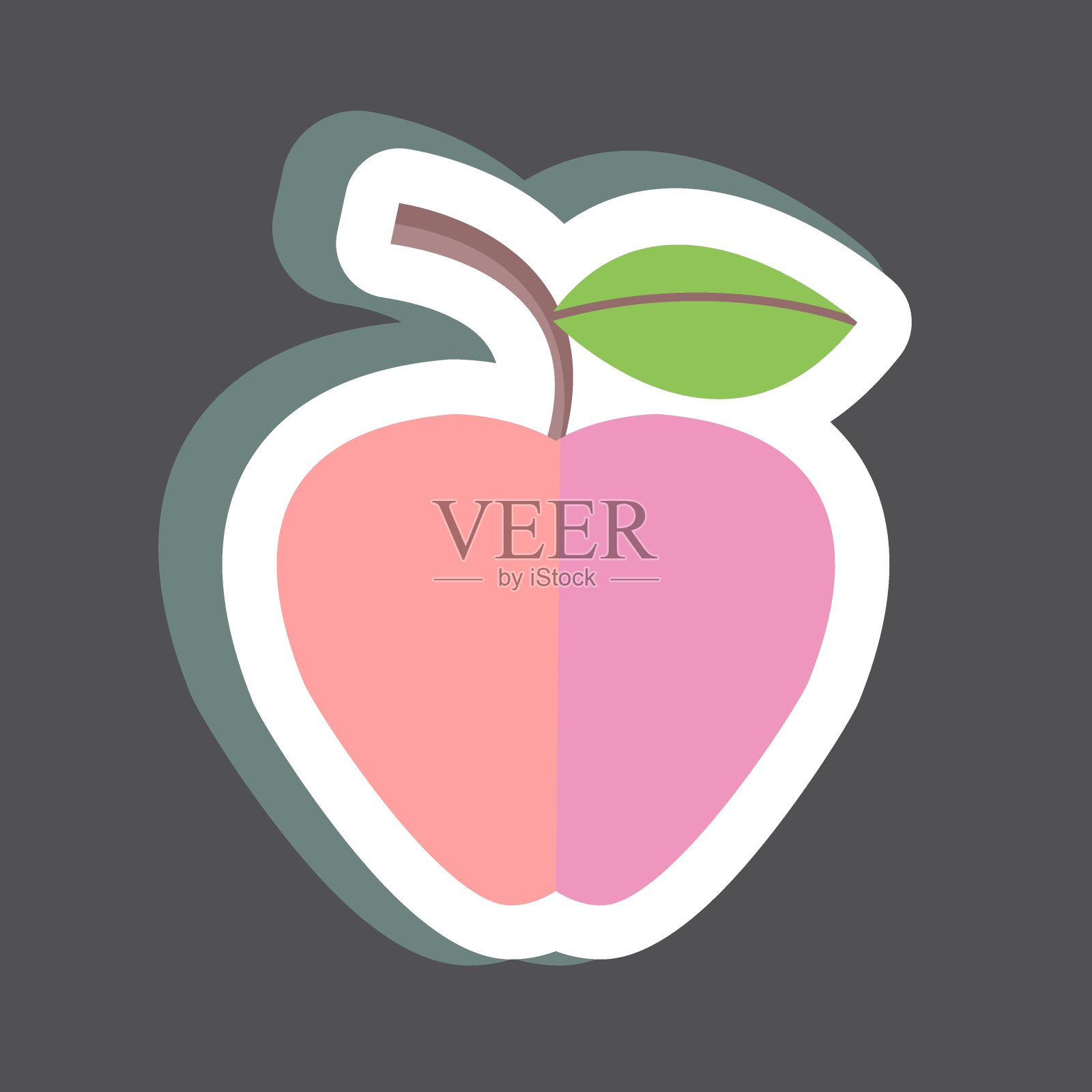 番石榴贴纸在时尚孤立的黑色背景插画图片素材