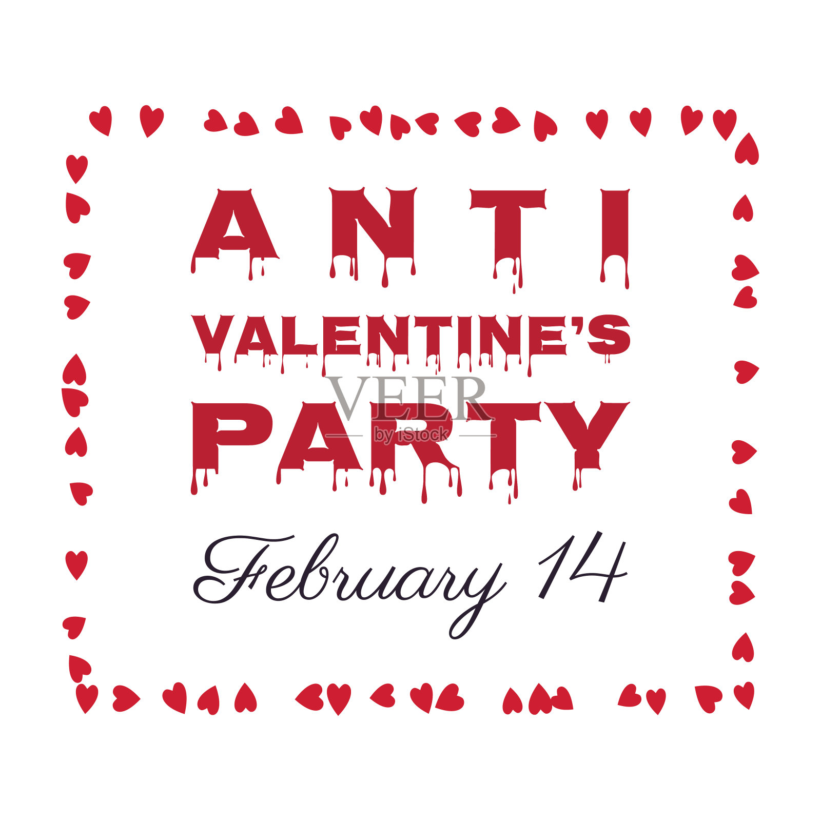 反情人节派对背景，卡片，海报设计模板素材