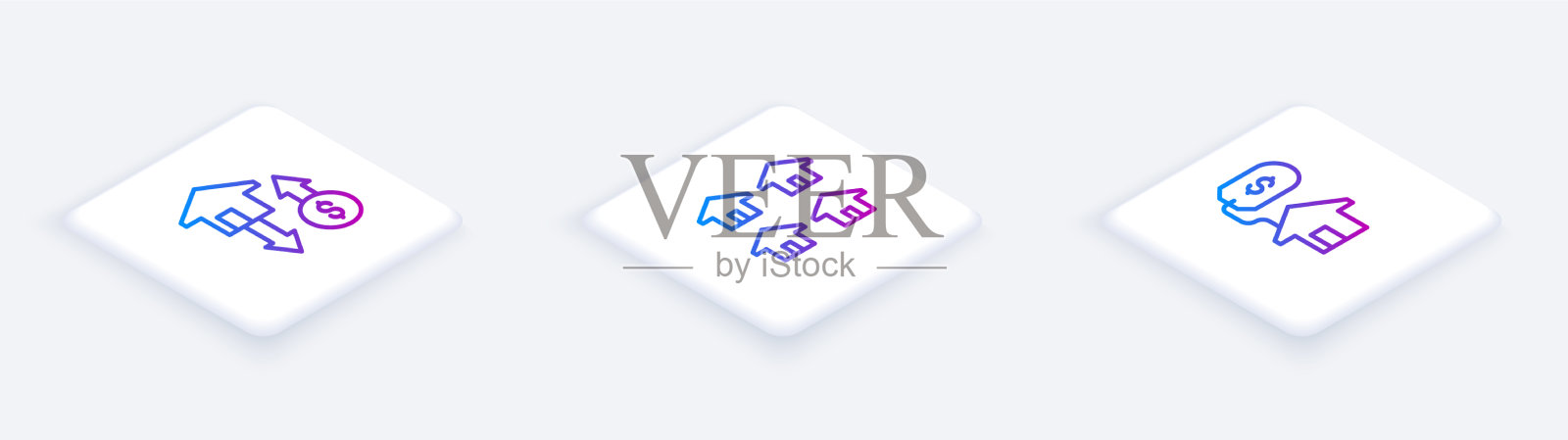 与美元房地产设置等距线房图标素材