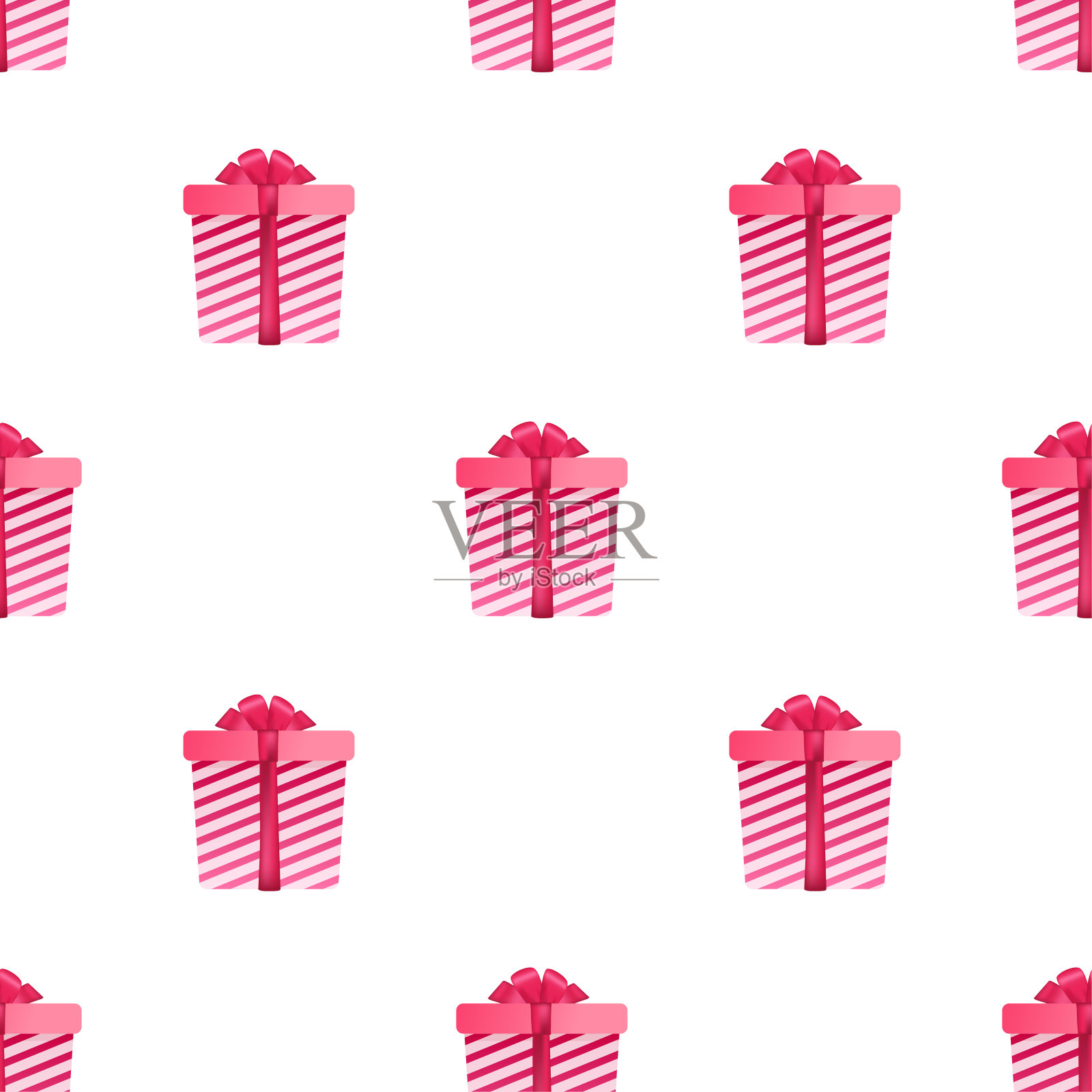 在白色背景上的卡通风格的礼盒图案。节日圣诞装饰插画图片素材