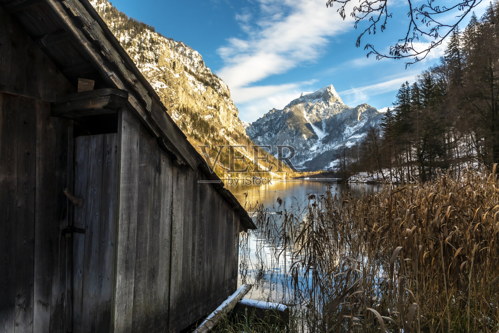 利奥波德斯坦湖， 冬季照片摄影图片
