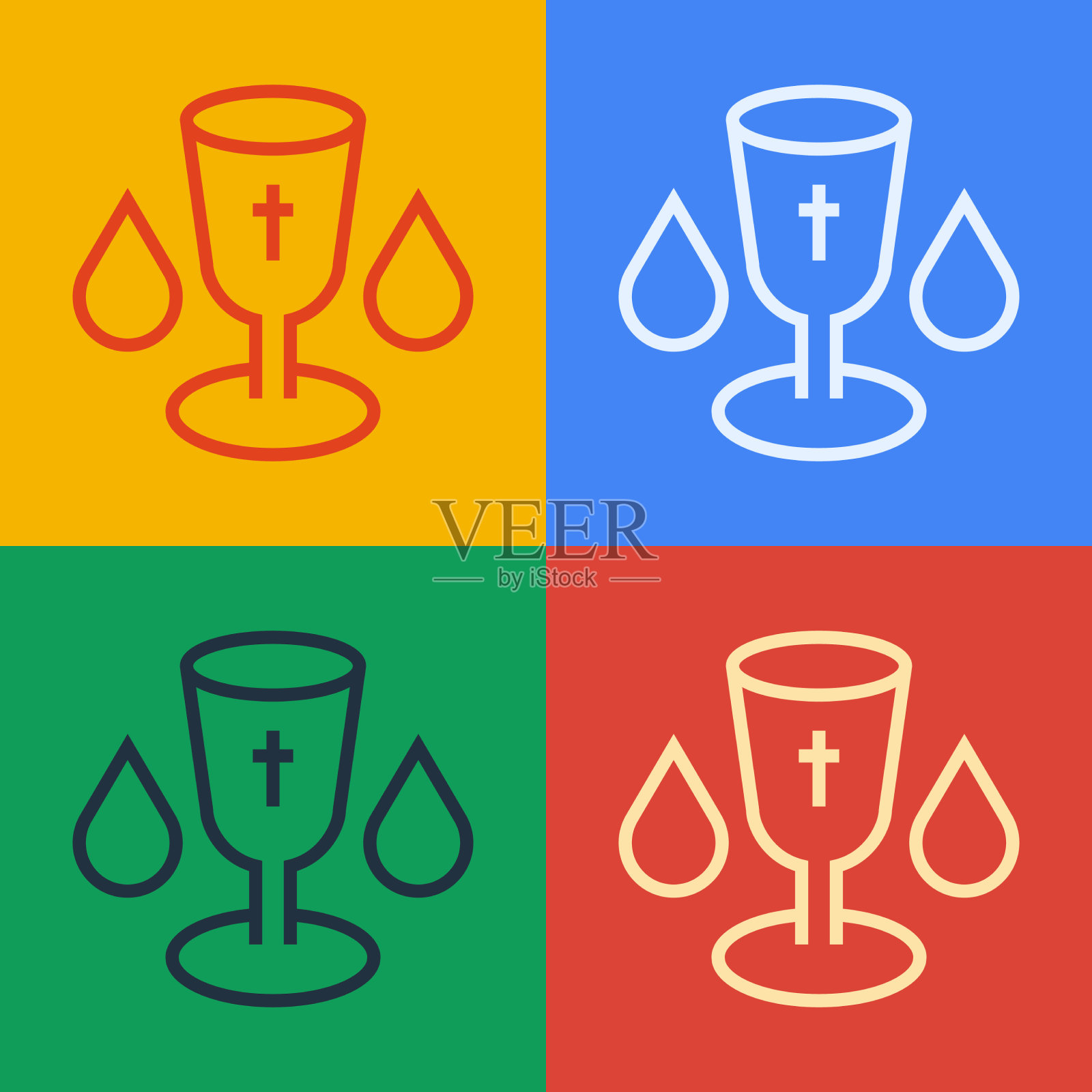 波普艺术线基督教圣餐杯图标孤立上插画图片素材