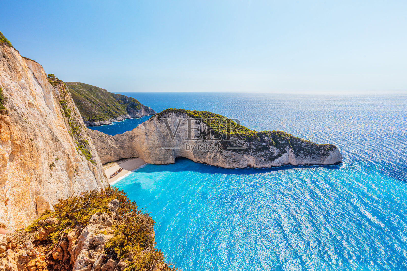 希腊扎金索斯岛Navagio沉船海滩Ã®照片摄影图片