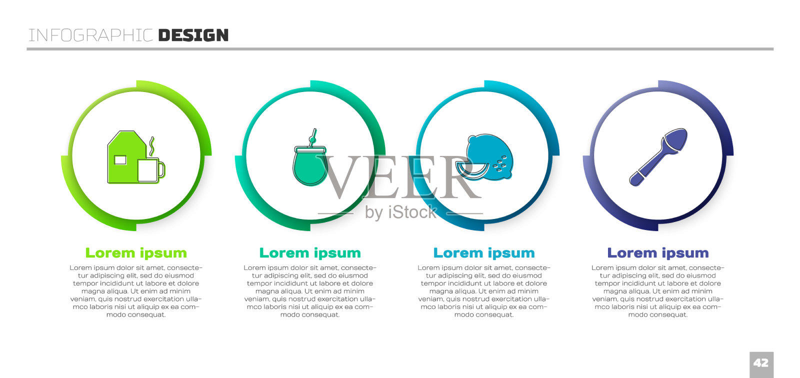 放一杯牛奶，柠檬和茶勺图标素材