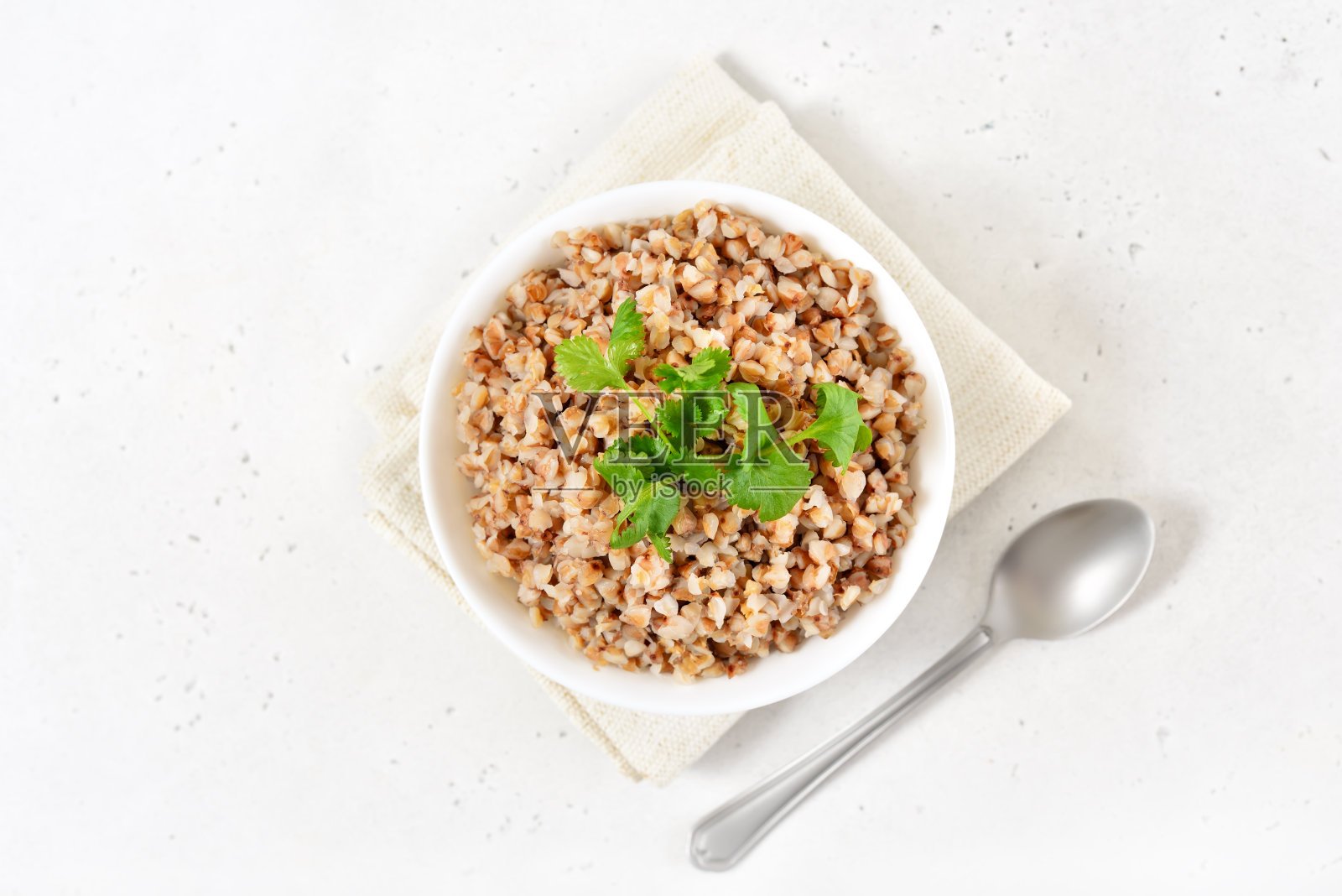 白碗荞麦粥照片摄影图片