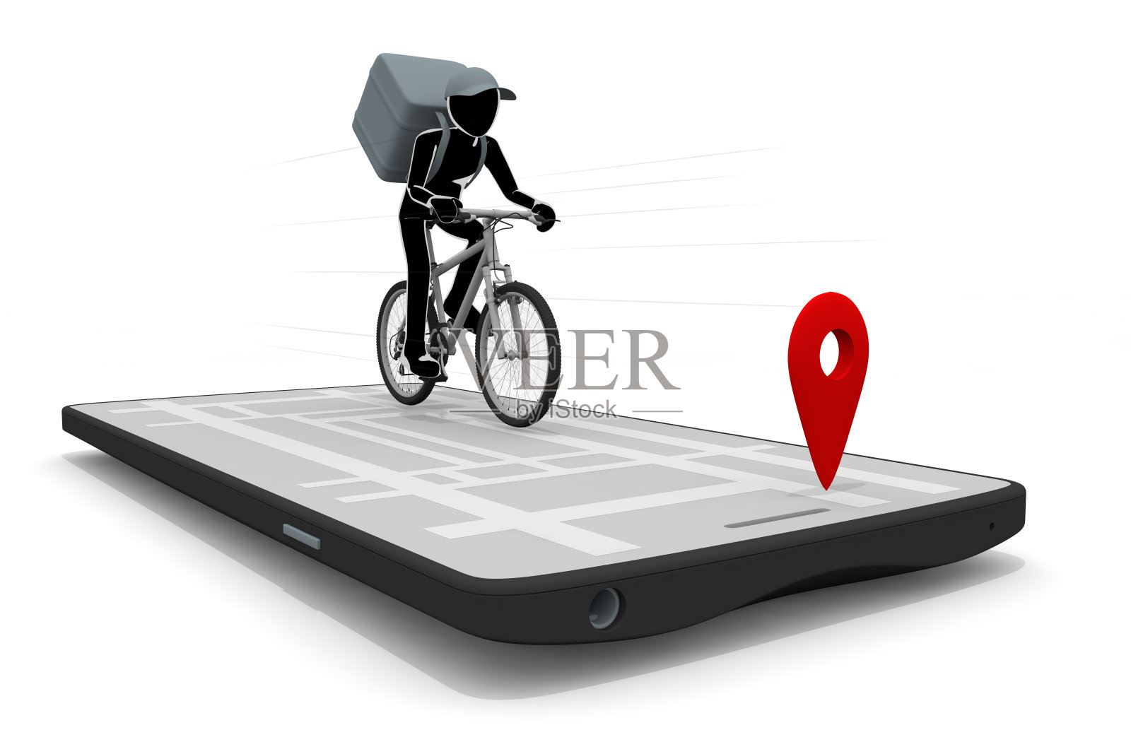 智能手机和外卖应用。外卖。在地图上显示你的目的地。通过送货赚钱。搬运食物的人。照片摄影图片