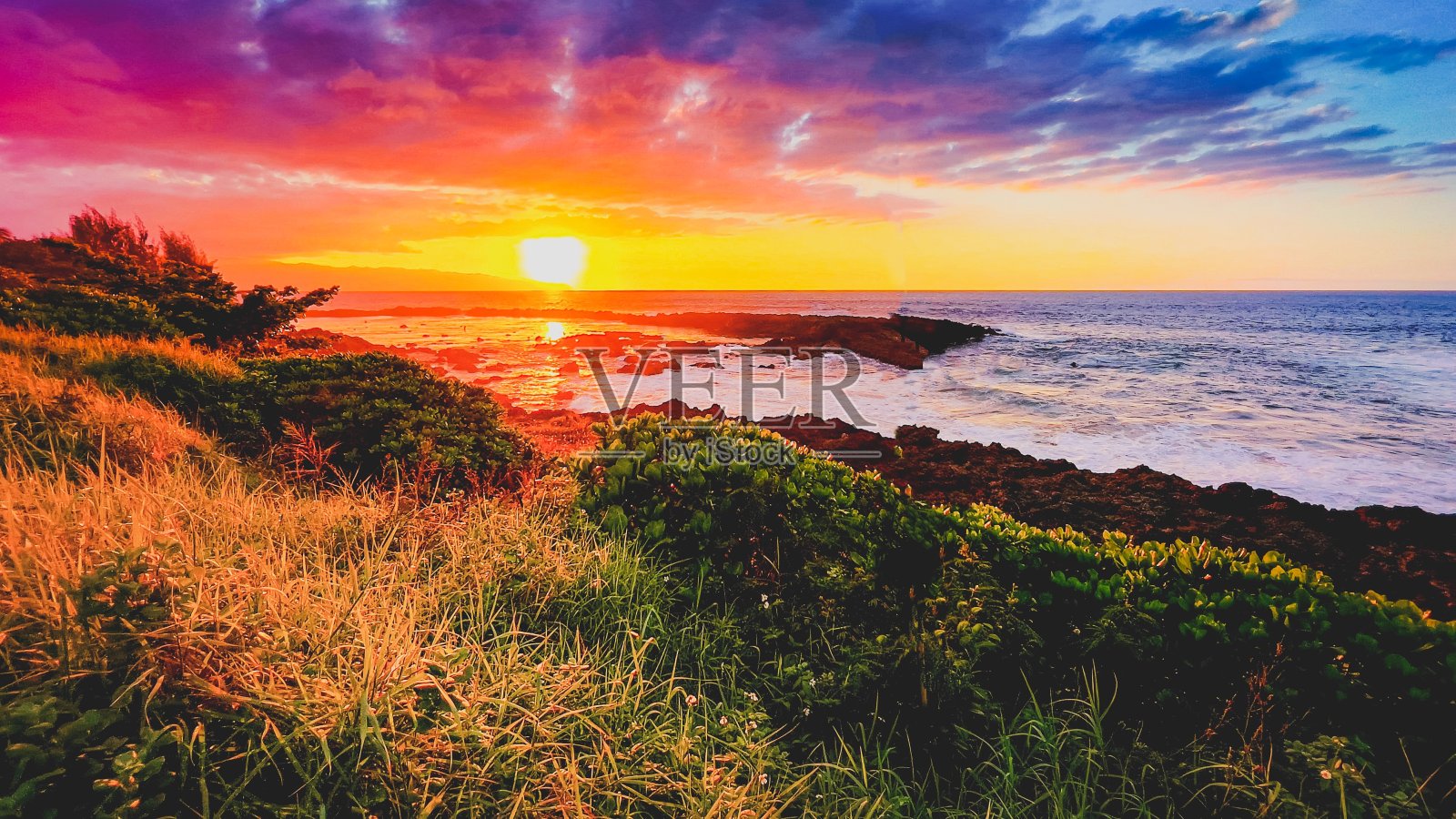 迷人的日落景观照片摄影图片