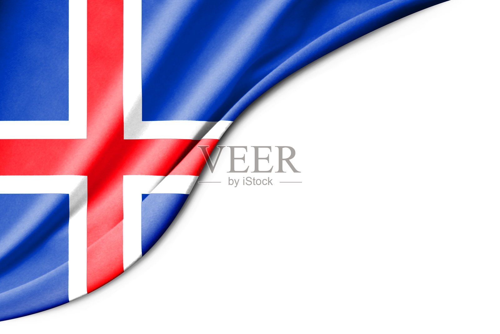 冰岛国旗。3 d演示。与白色背景空间的文本。照片摄影图片