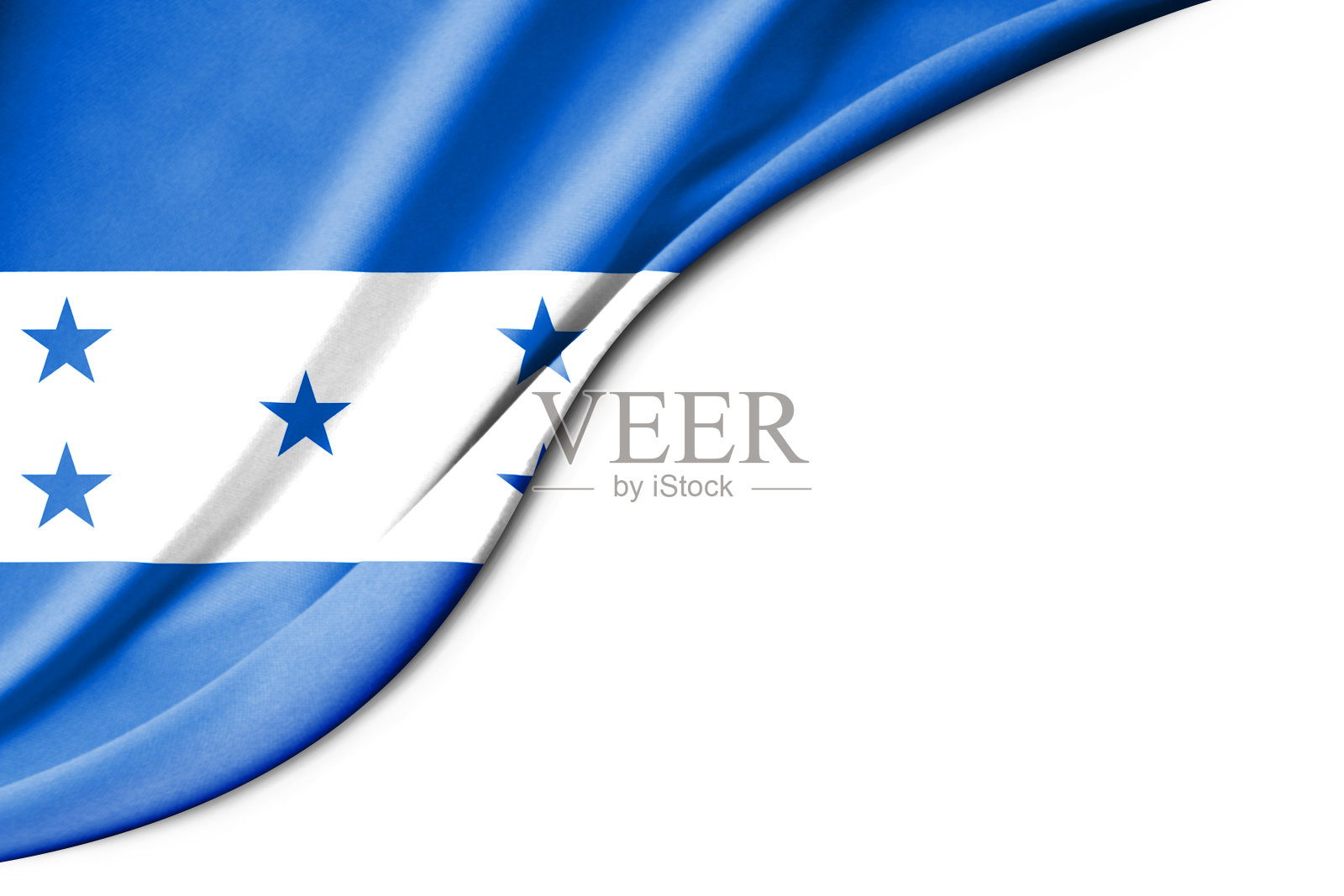 洪都拉斯国旗。3 d演示。与白色背景空间的文本。照片摄影图片