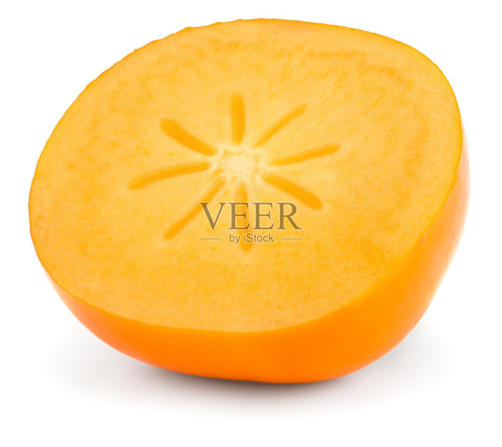 半成熟柿子孤立在白色背景上。剪切路径照片摄影图片