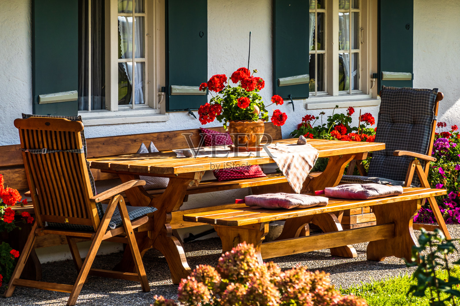 后院的旧椅子照片摄影图片