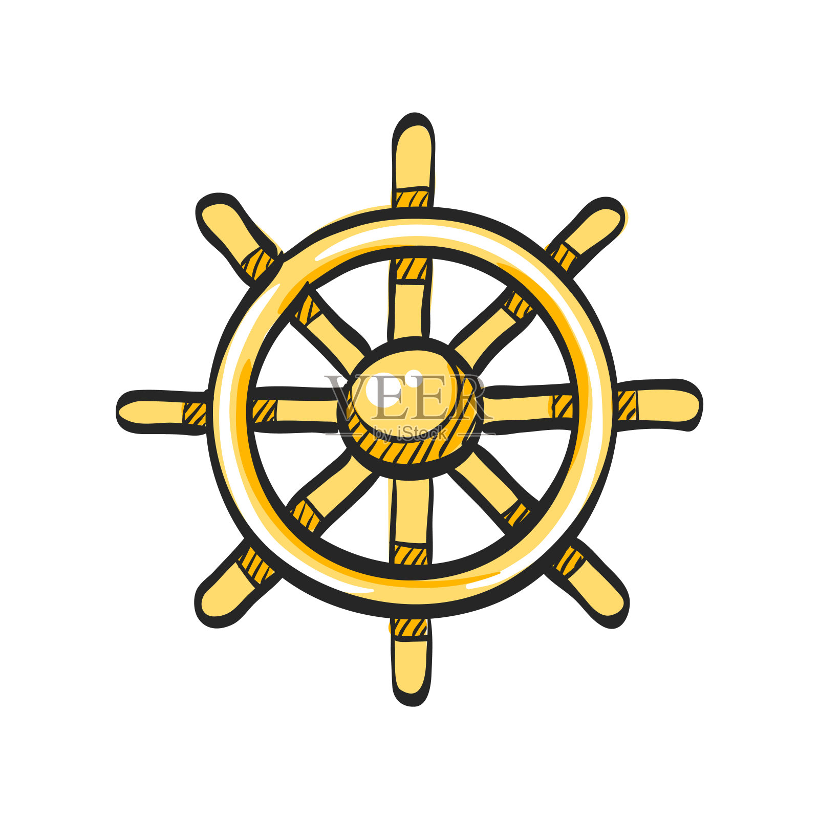 彩色船舶方向盘图标。运输海上导航设计元素图片